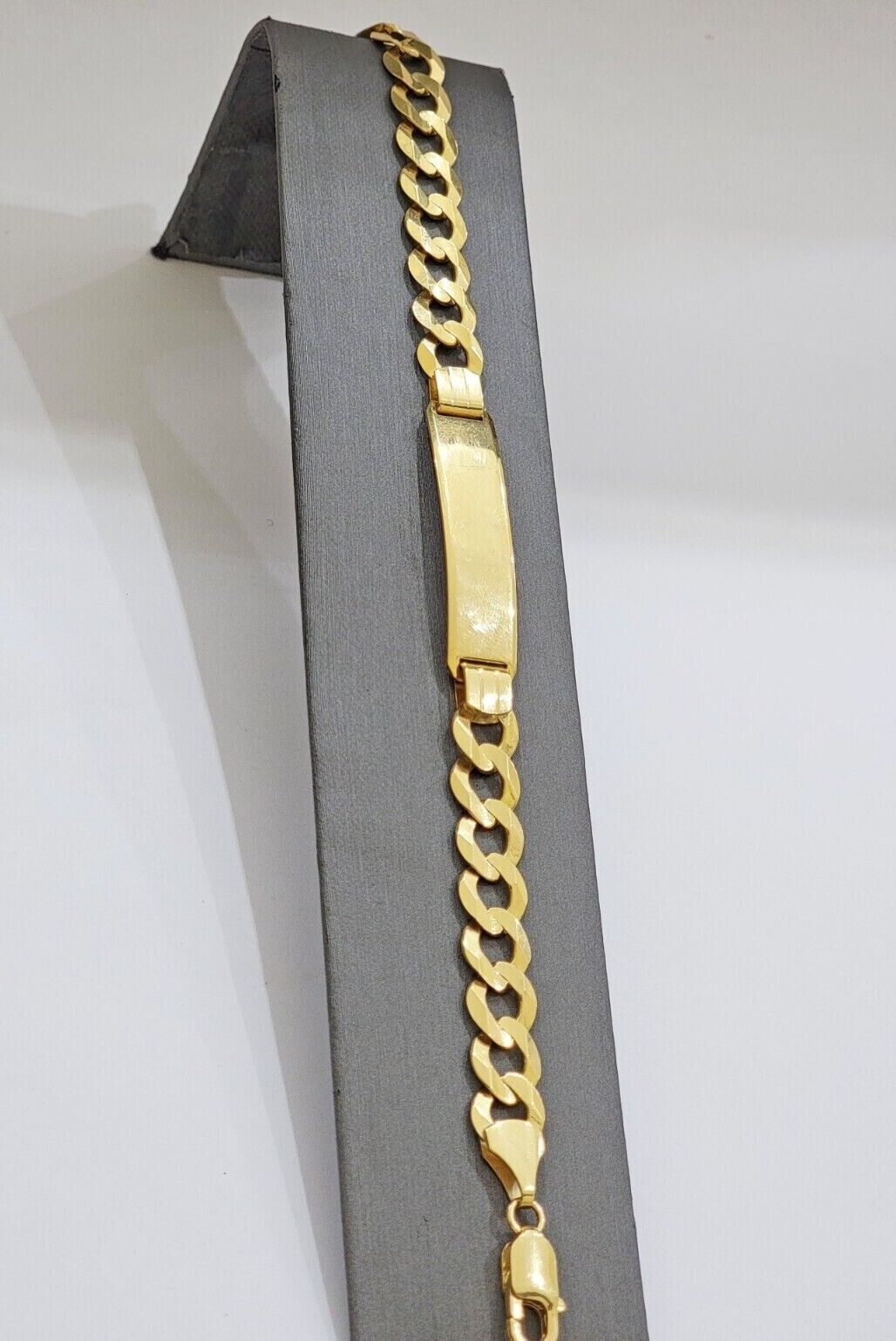 Real 10k Gold Cuban Curb Link ID Bracelet 5mm - 10mm 8 - 8.5" Inches 10kt Name Plate - GoldenlinQ