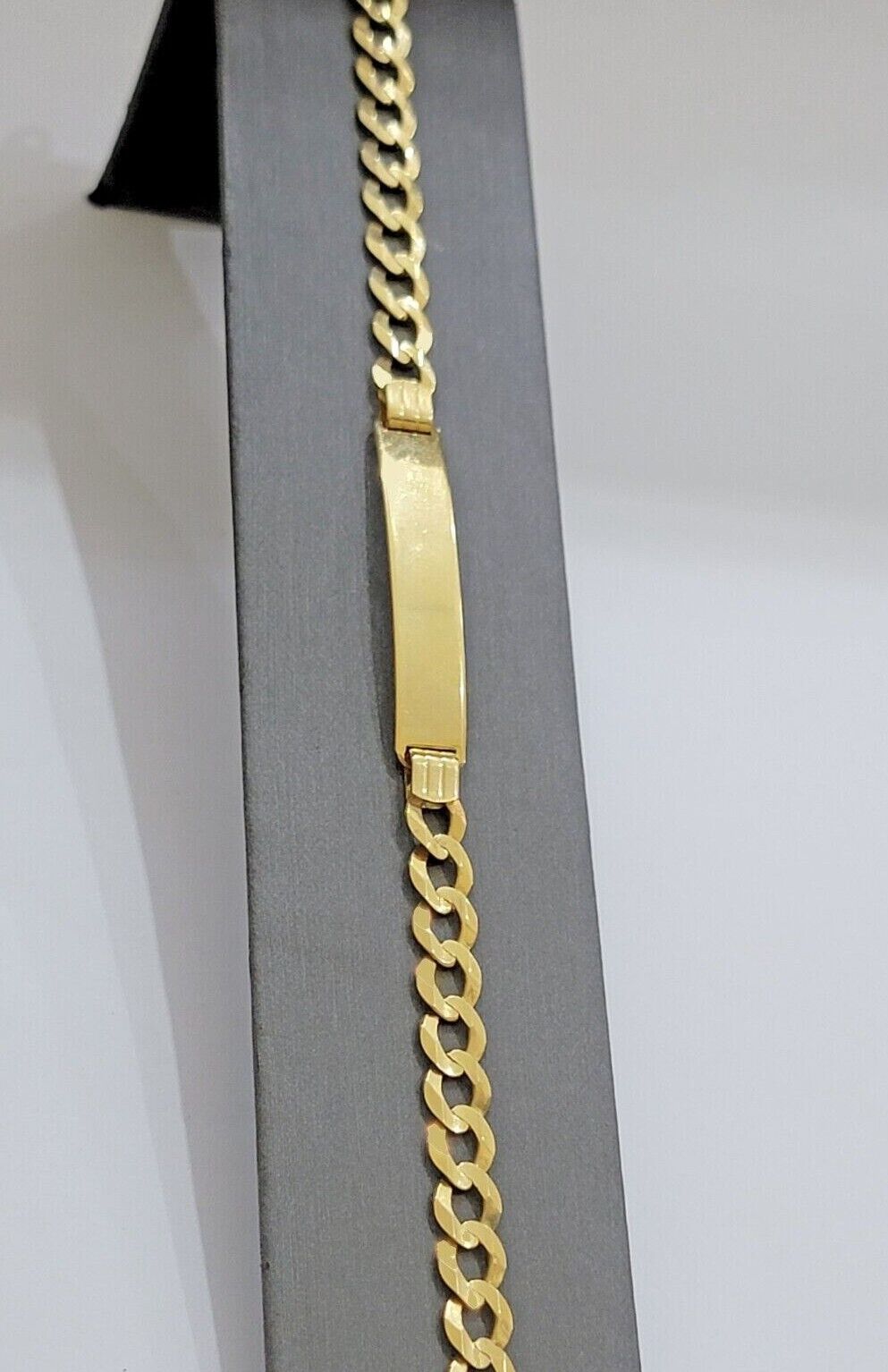 Real 10k Gold Cuban Curb Link ID Bracelet 5mm - 10mm 8 - 8.5" Inches 10kt Name Plate - GoldenlinQ