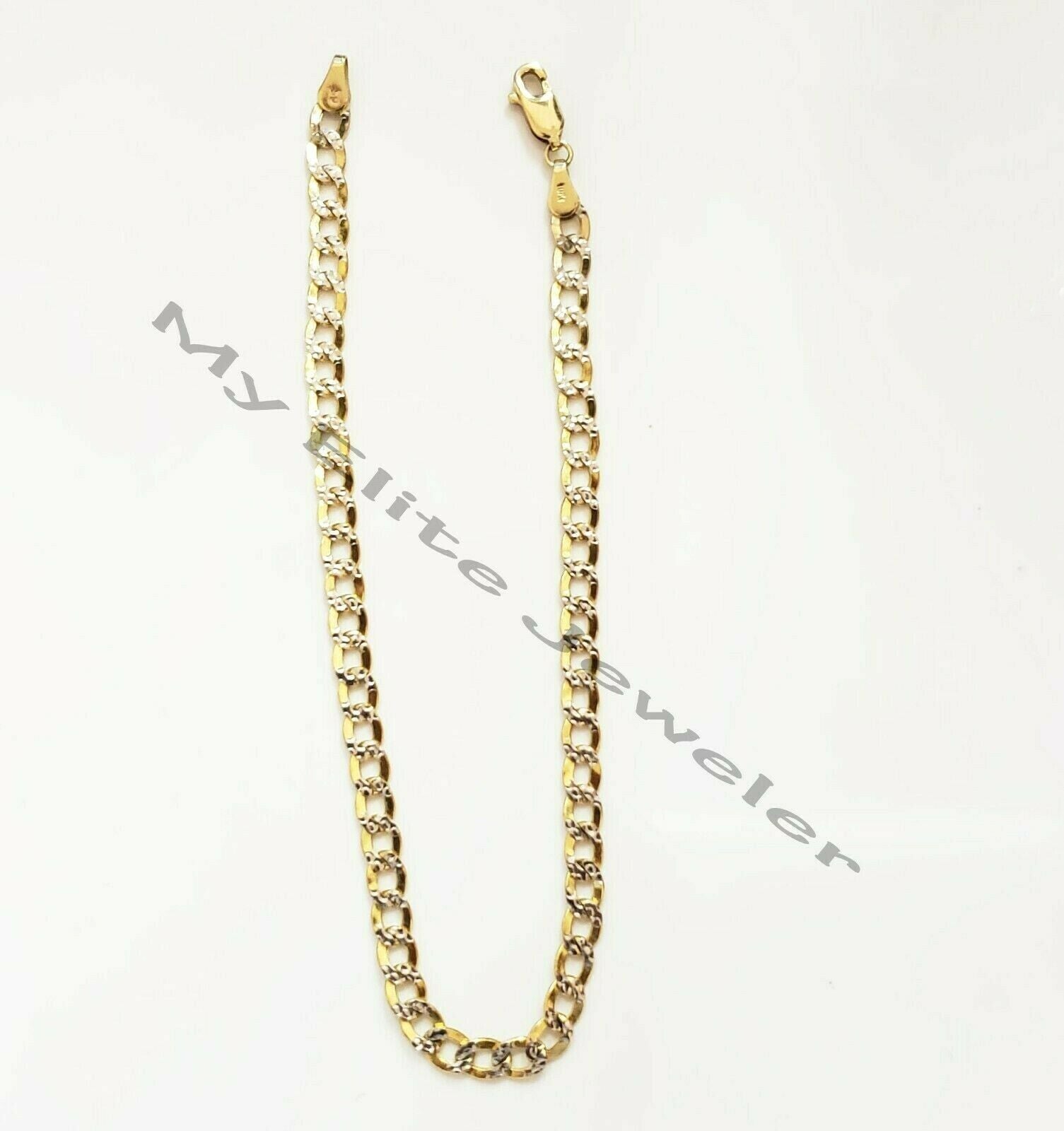 Real 10k Gold Cuban Link Bracelet 8" 4mm Diamond Cuts Men Women ,Rope Figaro Box - GoldenlinQ