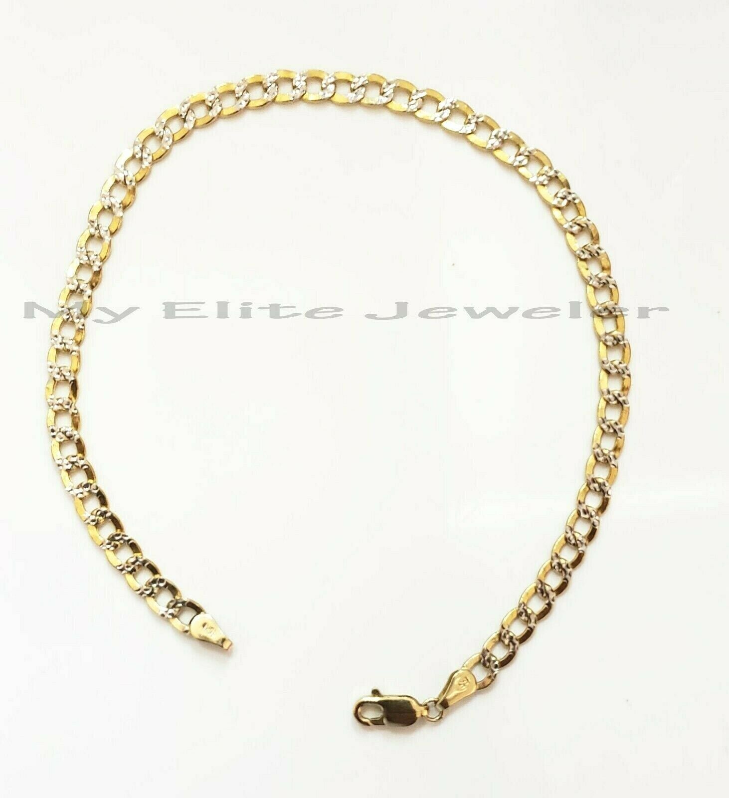 Real 10k Gold Cuban Link Bracelet 8" 4mm Diamond Cuts Men Women ,Rope Figaro Box - GoldenlinQ