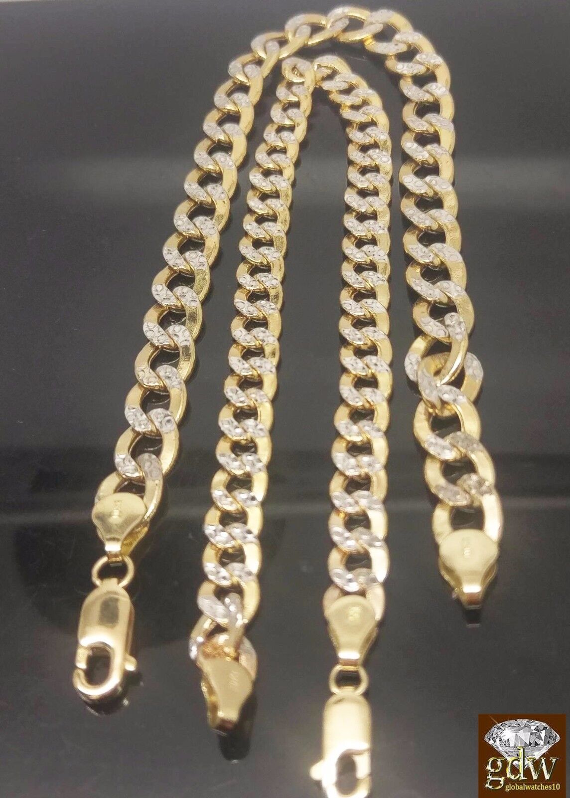 REAL 10k Gold Cuban Link Bracelet Diamond Cuts 9Inch Men Women - GoldenlinQ