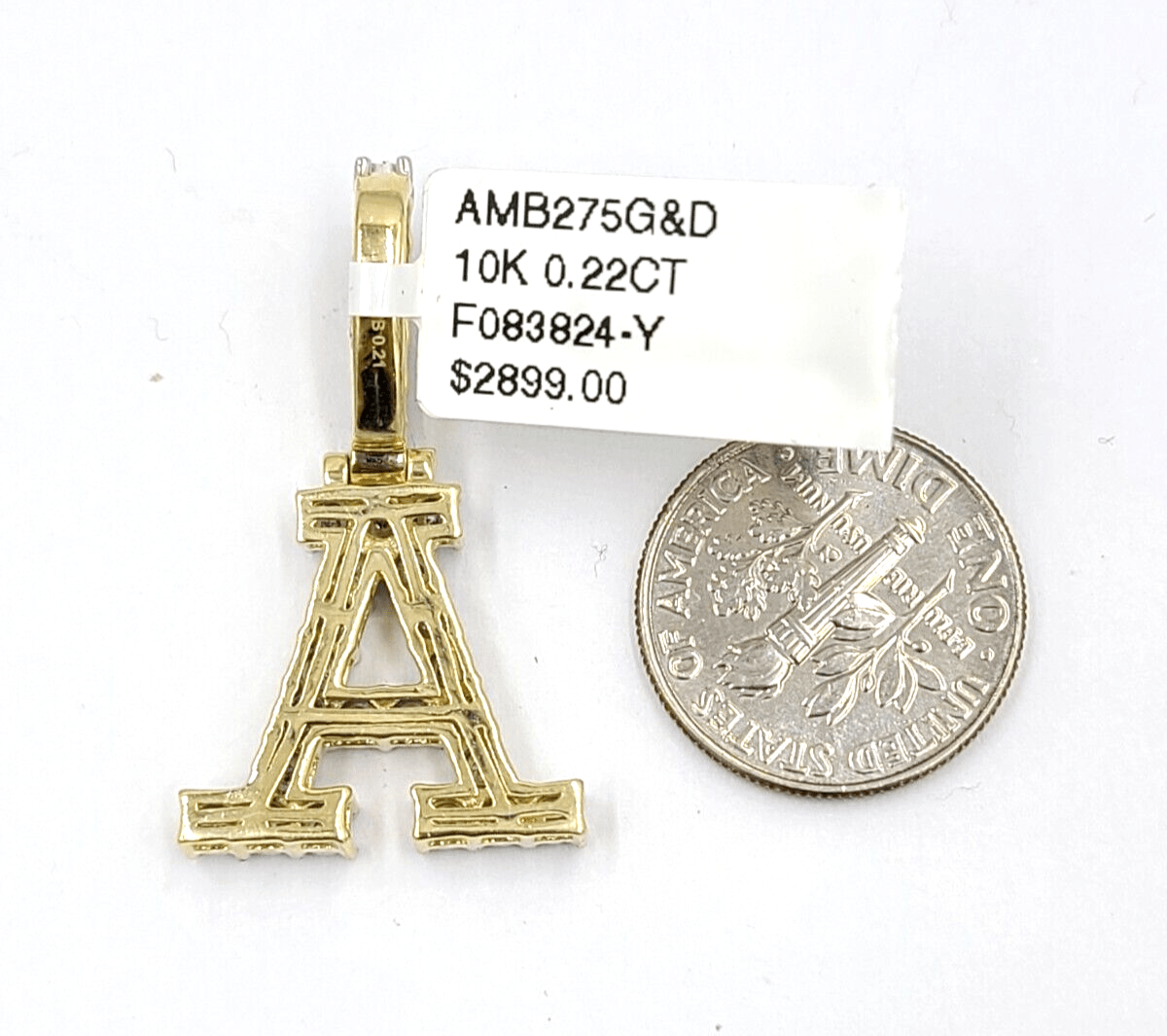 Real 10k Gold & Diamond Letter "A" Initial Alphabet Charm/Pendant 1.25". - GoldenlinQ