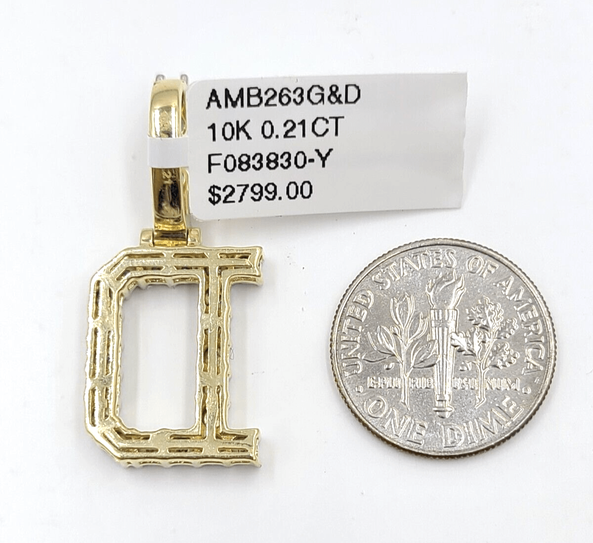 Real 10k Gold & Diamond Letter "D" Initial Alphabet Charm/Pendant 1.25". - GoldenlinQ