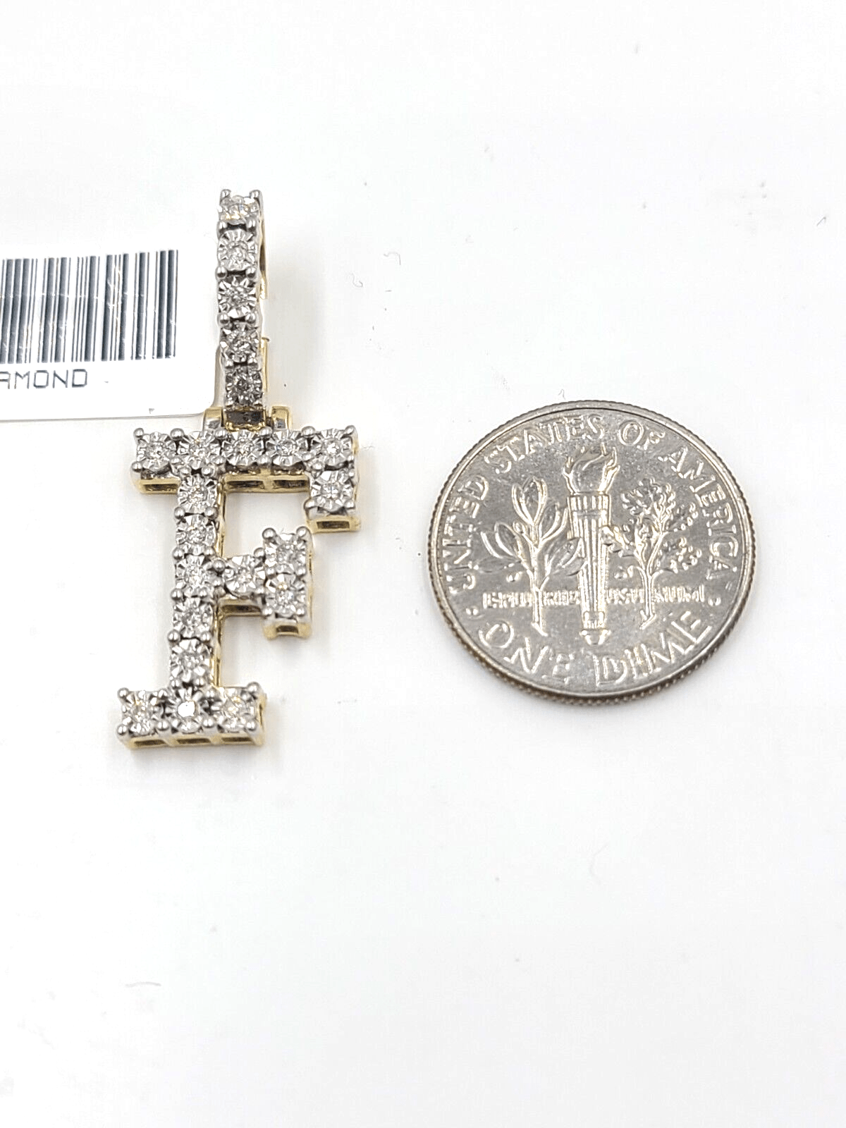Real 10k Gold & Diamond Letter "F" Initial Alphabet Charm/Pendant 1.25". - GoldenlinQ