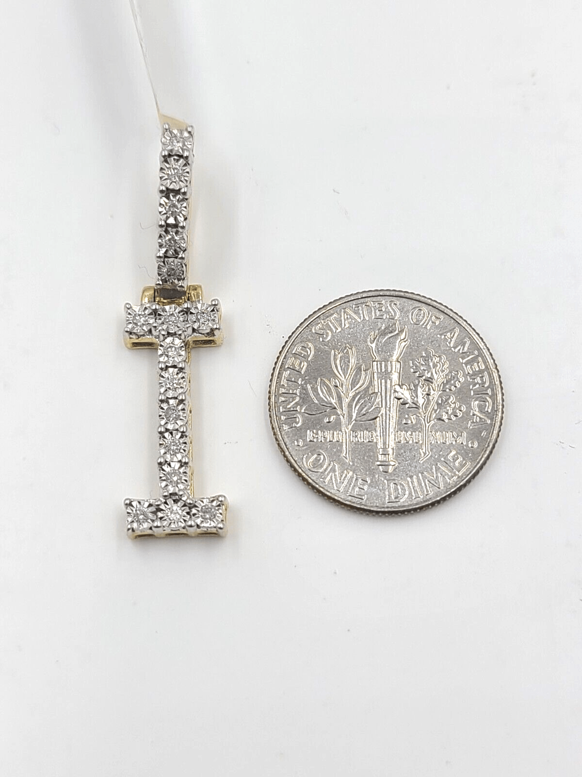 Real 10k Gold & Diamond Letter "I" Initial Alphabet Charm/Pendant 1.25". - GoldenlinQ