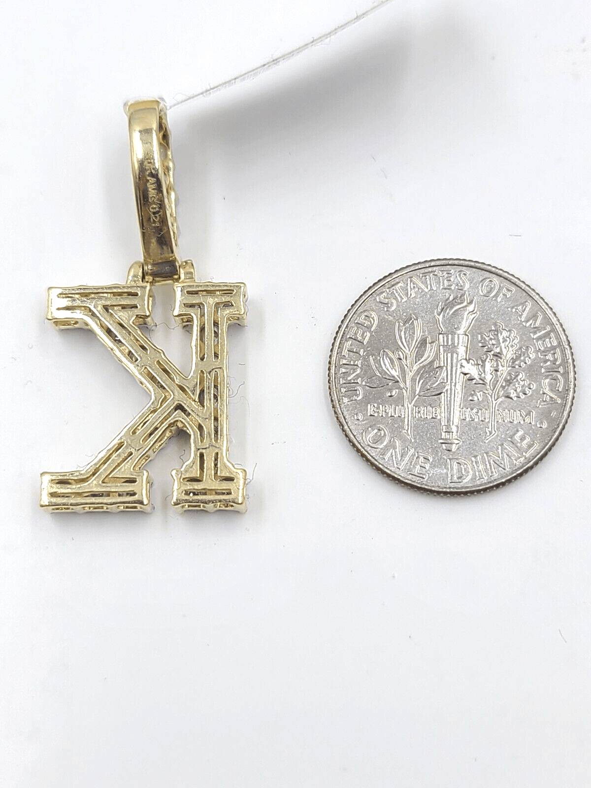 Real 10k Gold & Diamond Letter "K" Initial Alphabet Charm/Pendant 1.25". - GoldenlinQ