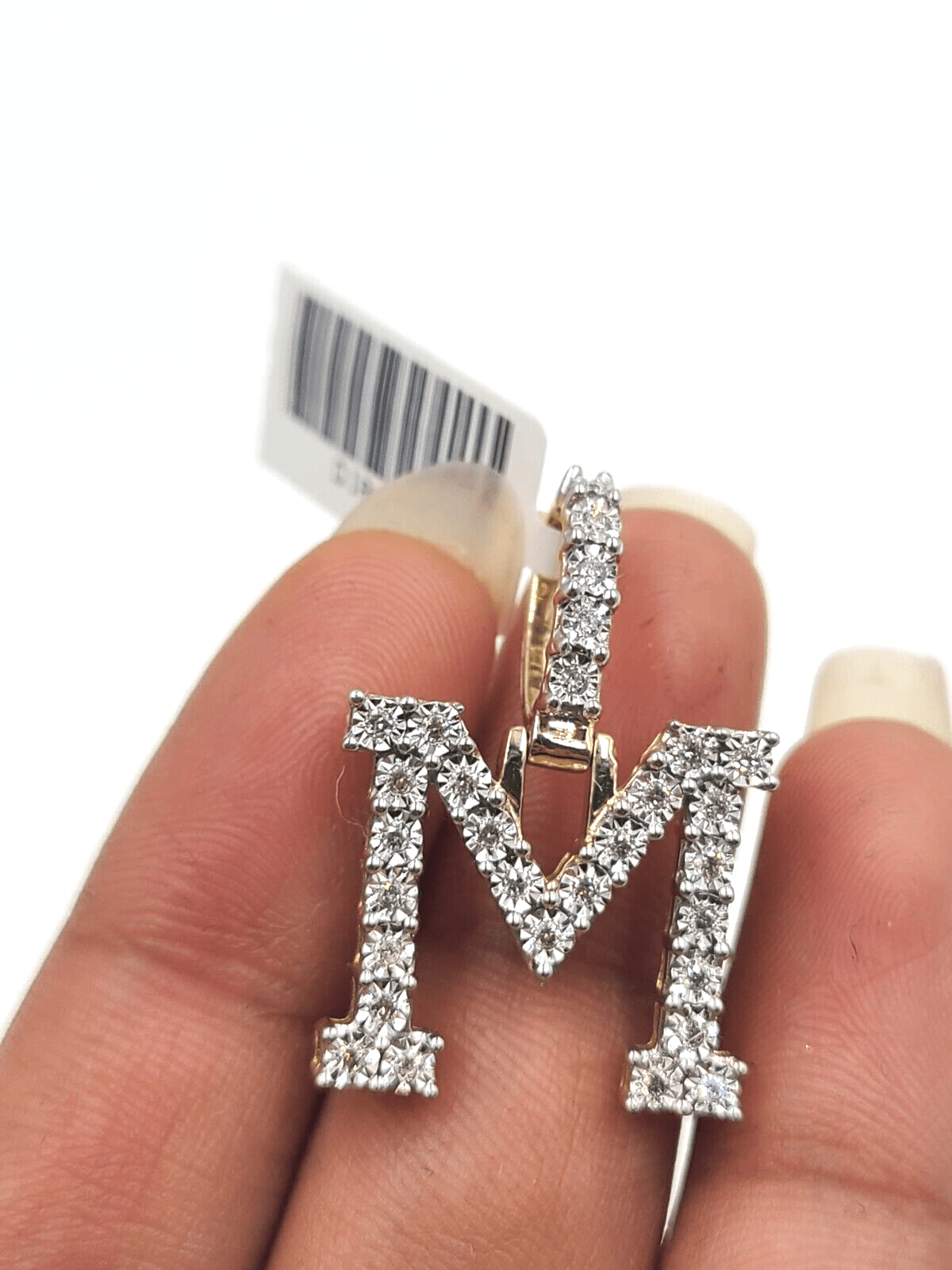 Real 10k Gold & Diamond Letter "M" Initial Alphabet Charm/Pendant 1.25". - GoldenlinQ