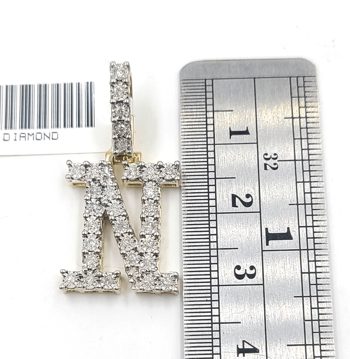 Real 10k Gold & Diamond Letter "N" Initial Alphabet Charm/Pendant 1.25". - GoldenlinQ