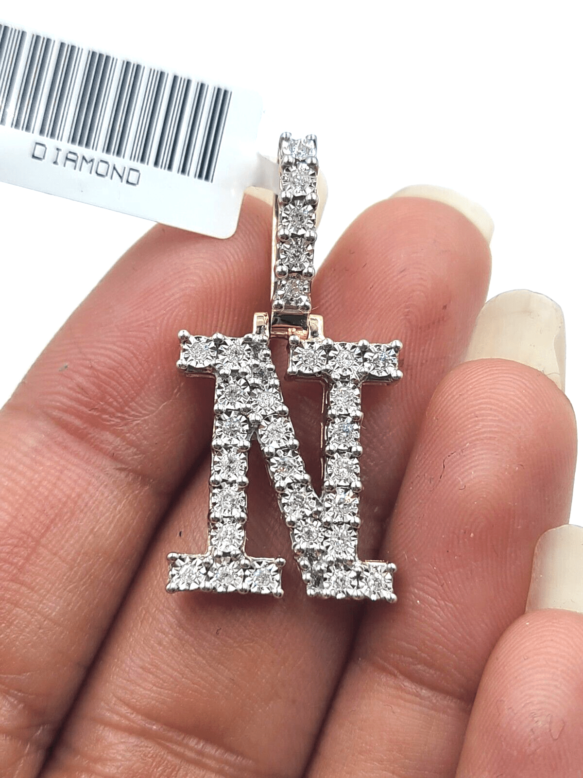 Real 10k Gold & Diamond Letter "N" Initial Alphabet Charm/Pendant 1.25". - GoldenlinQ