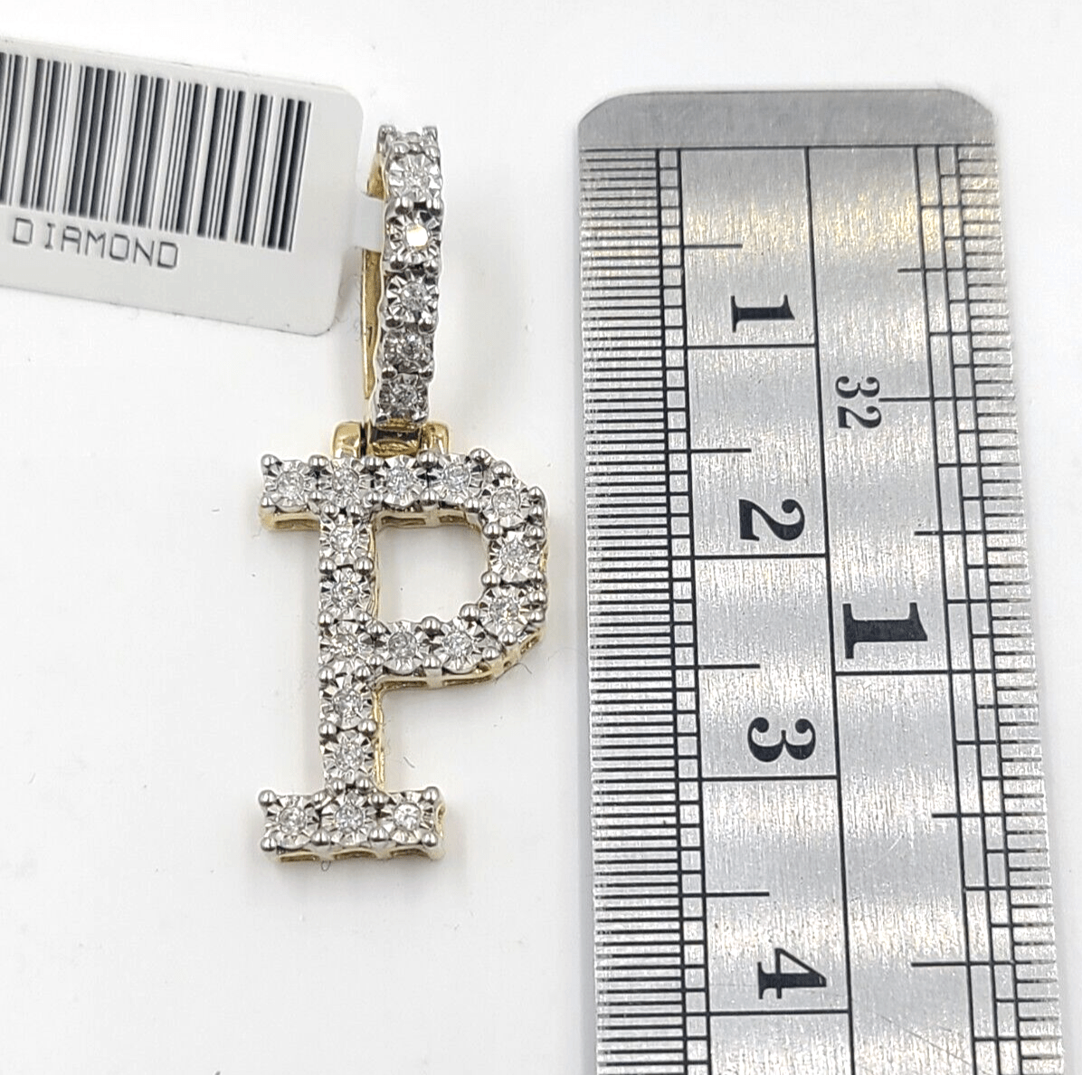 Real 10k Gold & Diamond Letter "P" Initial Alphabet Charm/Pendant 1.25". - GoldenlinQ