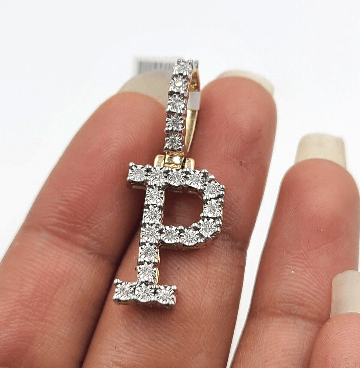 Real 10k Gold & Diamond Letter "P" Initial Alphabet Charm/Pendant 1.25". - GoldenlinQ