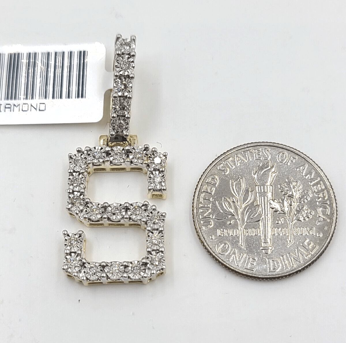 Real 10k Gold & Diamond Letter "S" Initial Alphabet Charm/Pendant 1.25". - GoldenlinQ