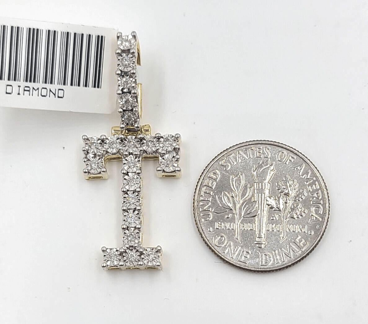 Real 10k Gold & Diamond Letter "T" Initial Alphabet Charm/Pendant 1.25". - GoldenlinQ