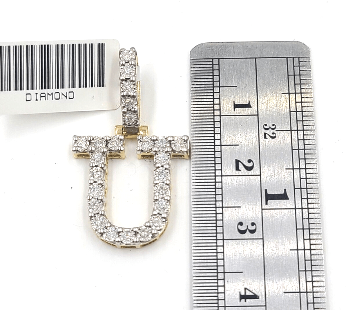 Real 10k Gold & Diamond Letter "U" Initial Alphabet Charm/Pendant 1.25". - GoldenlinQ