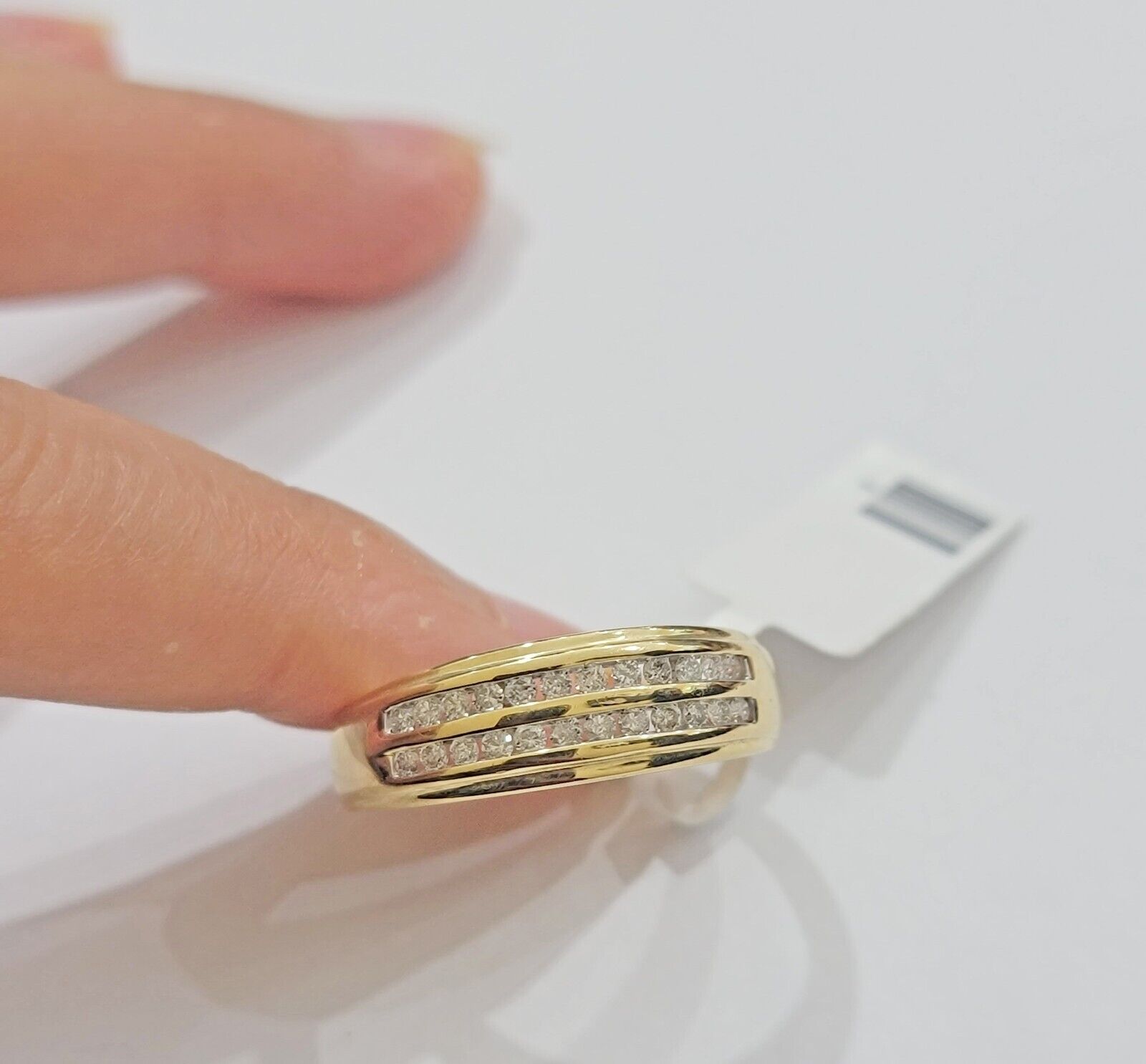 Real 10k Gold & Diamond Men's Band Wedding Engagement Ring REAL 10kt Yellow Gold - GoldenlinQ