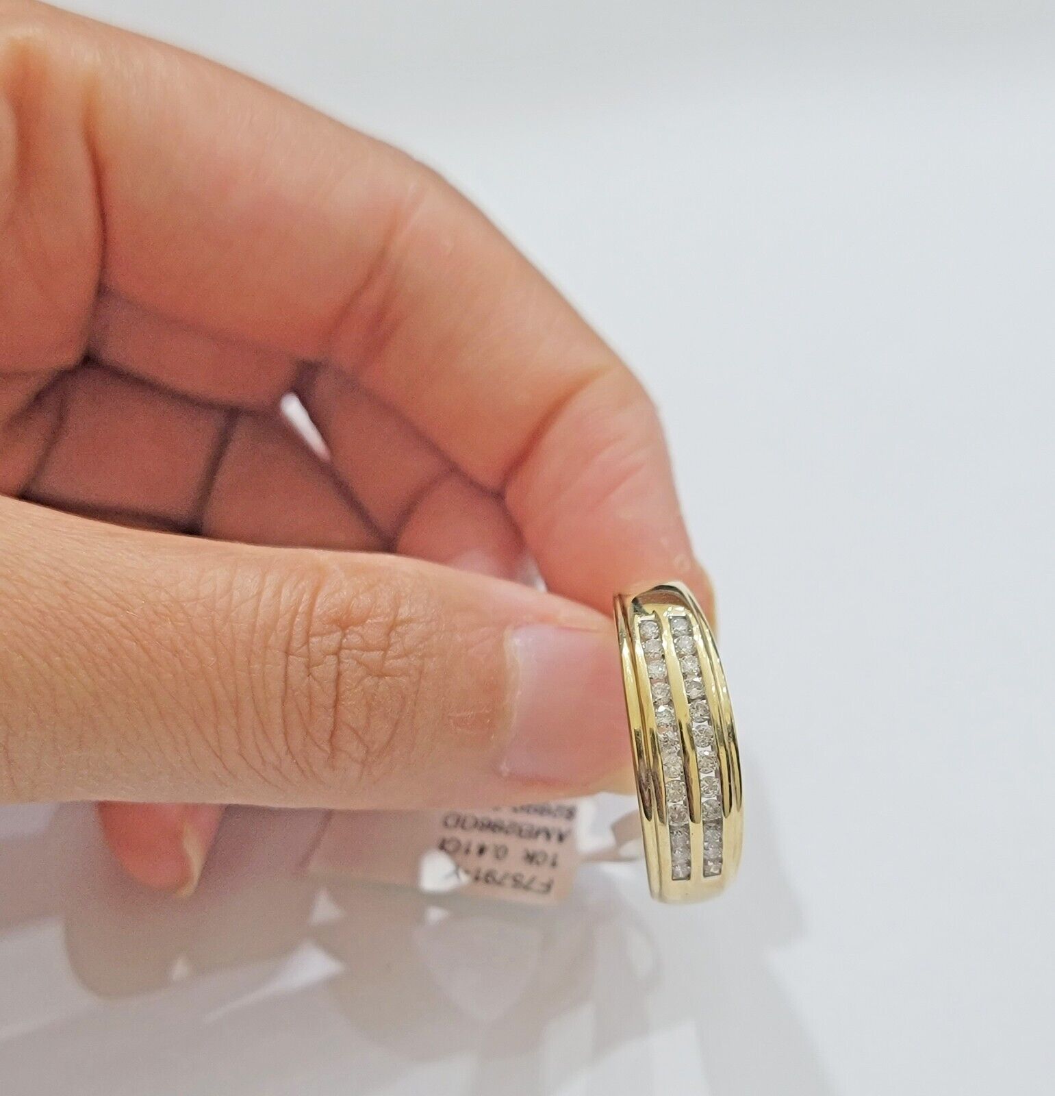 Real 10k Gold & Diamond Men's Band Wedding Engagement Ring REAL 10kt Yellow Gold - GoldenlinQ