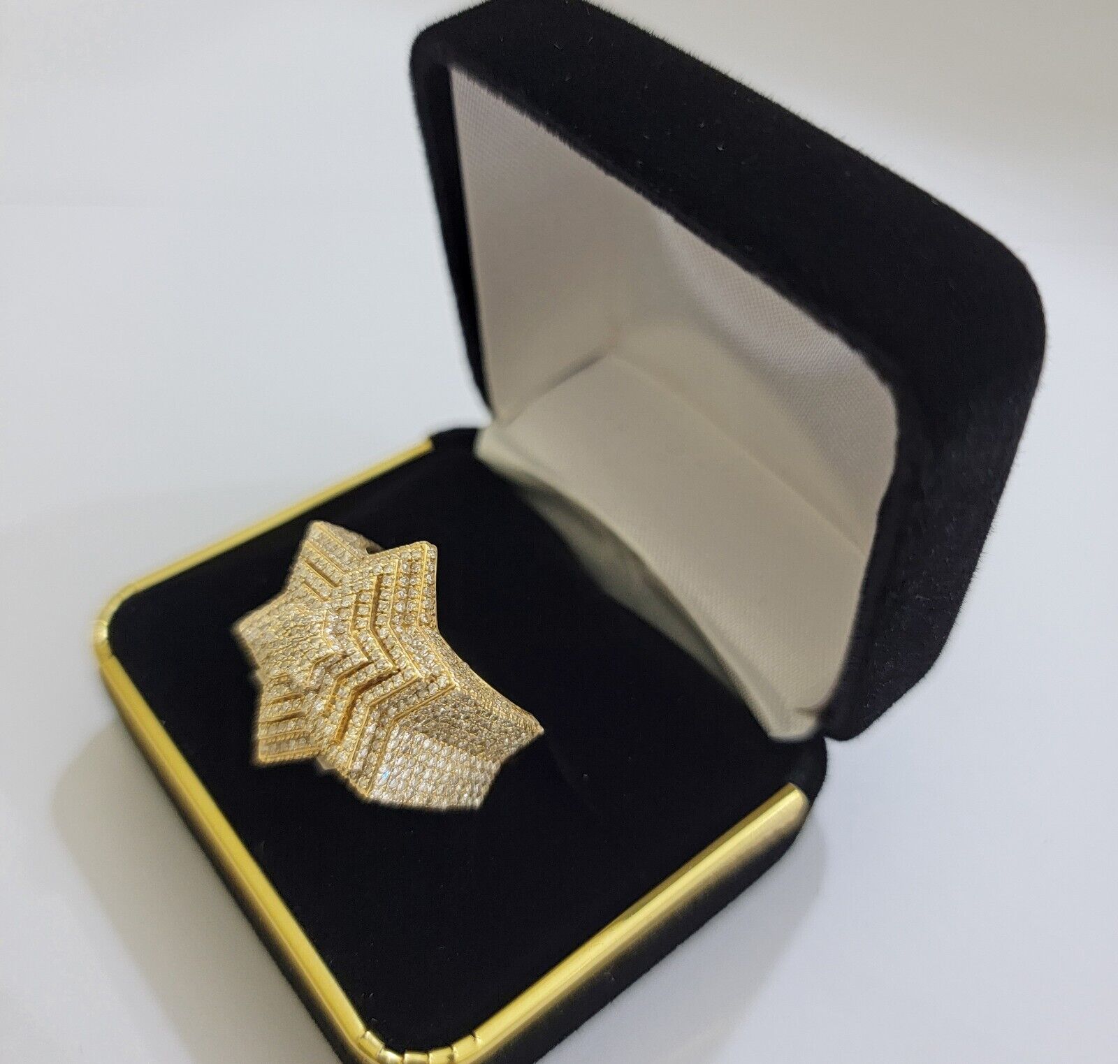 Real 10k gold Diamond Mens Ring Star Layer Band 2 CT Natural Diamond Yellow Gold - GoldenlinQ