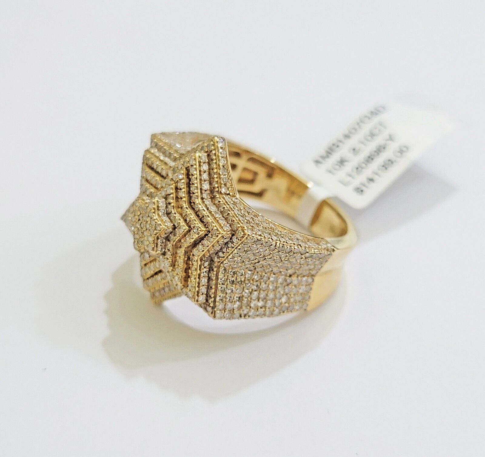Real 10k gold Diamond Mens Ring Star Layer Band 2 CT Natural Diamond Yellow Gold - GoldenlinQ