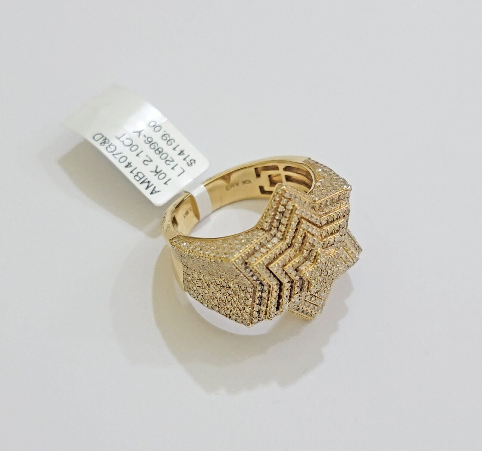 Real 10k gold Diamond Mens Ring Star Layer Band 2 CT Natural Diamond Yellow Gold - GoldenlinQ