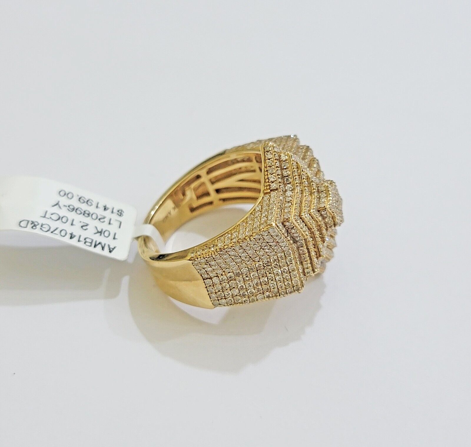 Real 10k gold Diamond Mens Ring Star Layer Band 2 CT Natural Diamond Yellow Gold - GoldenlinQ