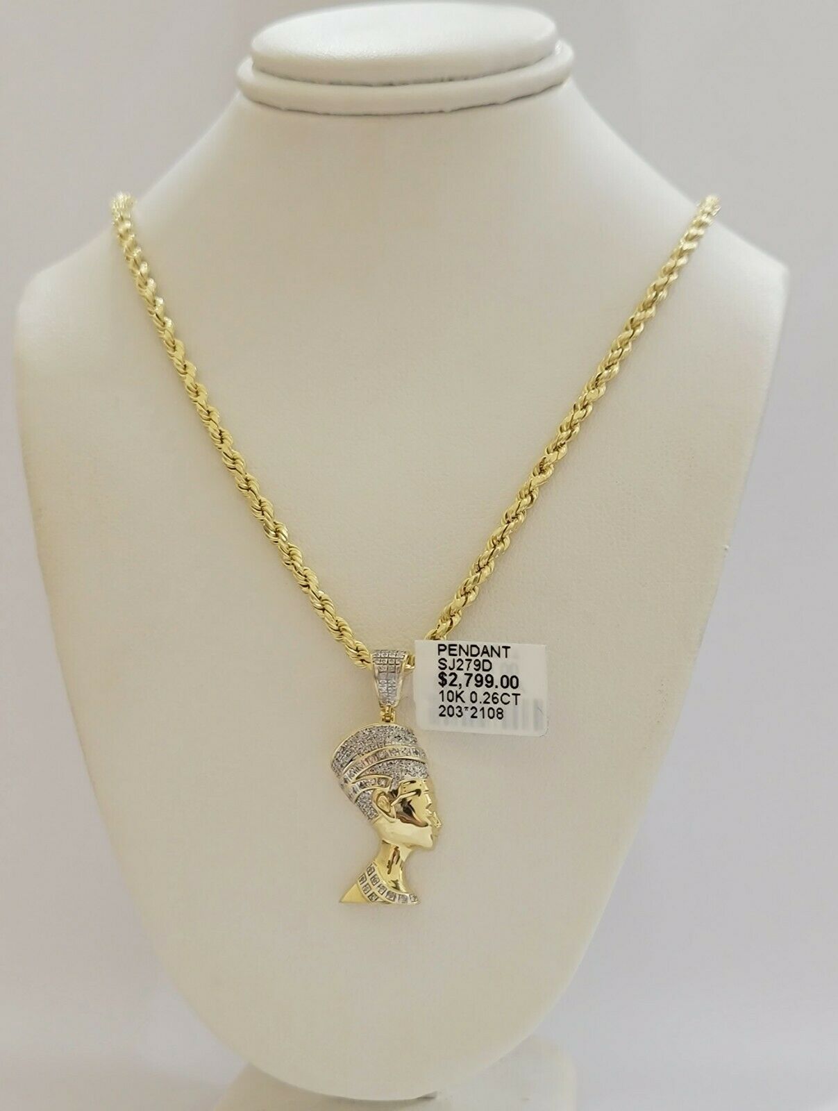 REAL 10k Gold Diamond Pendant Pharaoh Head Charm 1/4 Ct Natural Diamonds Mens - GoldenlinQ