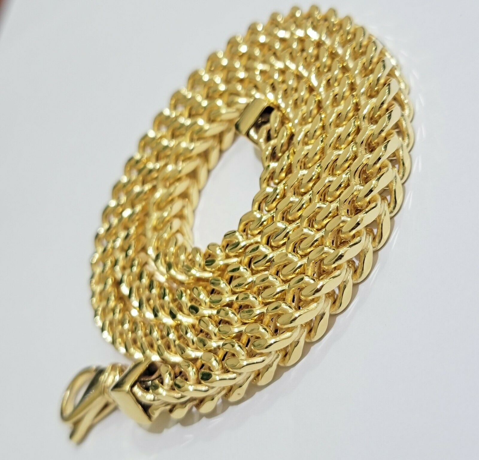 Real 10k Gold Franco Chain 7mm Necklace 24" Inch 10kt Thick & Strong For Men's - GoldenlinQ
