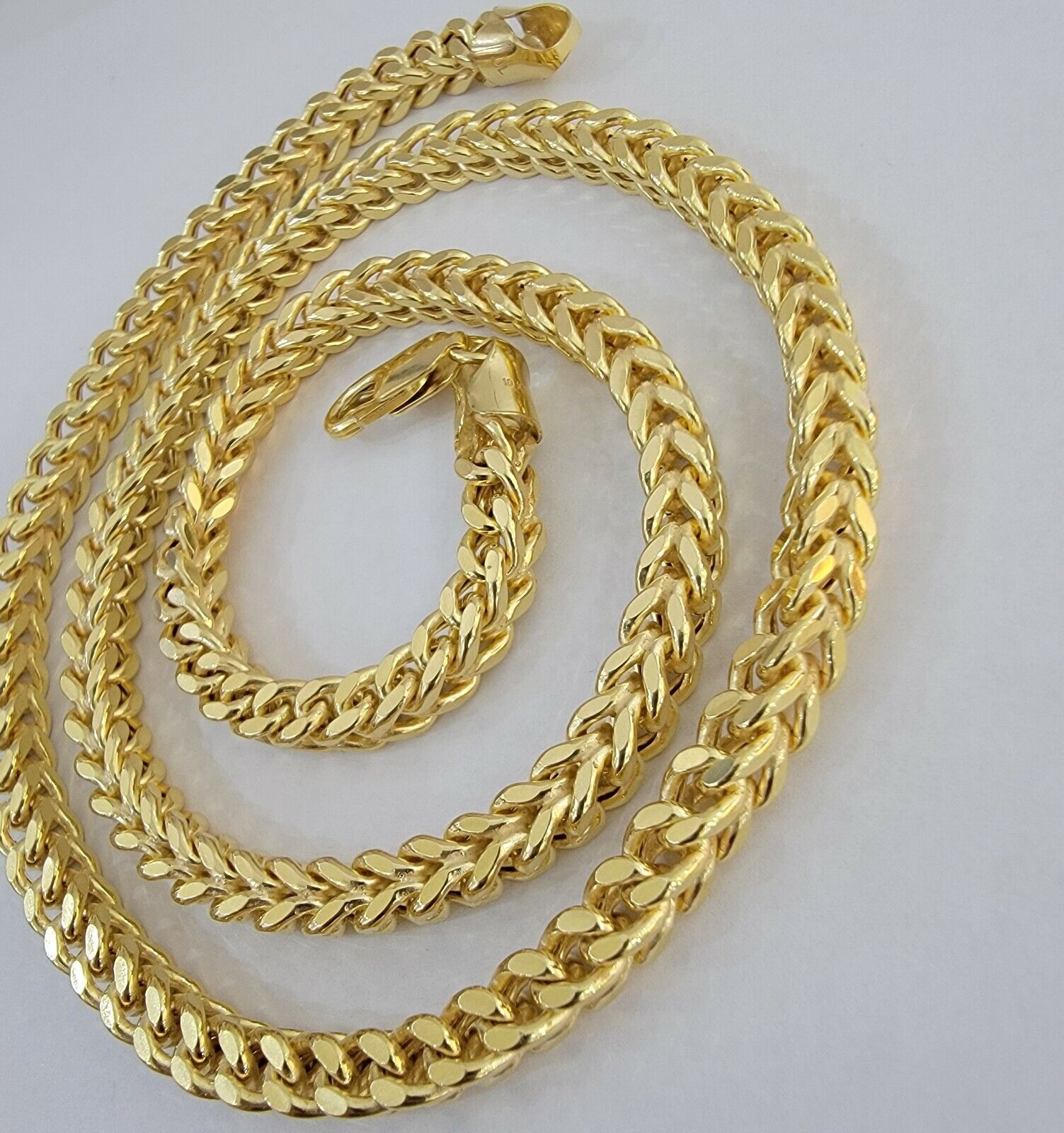 Real 10k Gold Franco Chain 7mm Necklace 26" Inch 10kt Thick & Strong For Men's - GoldenlinQ