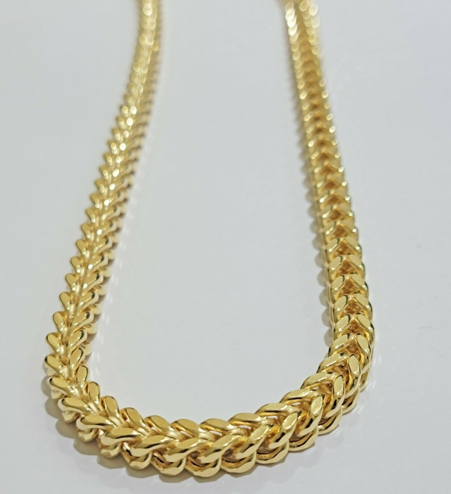 Real 10k Gold Franco Chain 7mm Necklace 26" Inch 10kt Thick & Strong For Men's - GoldenlinQ