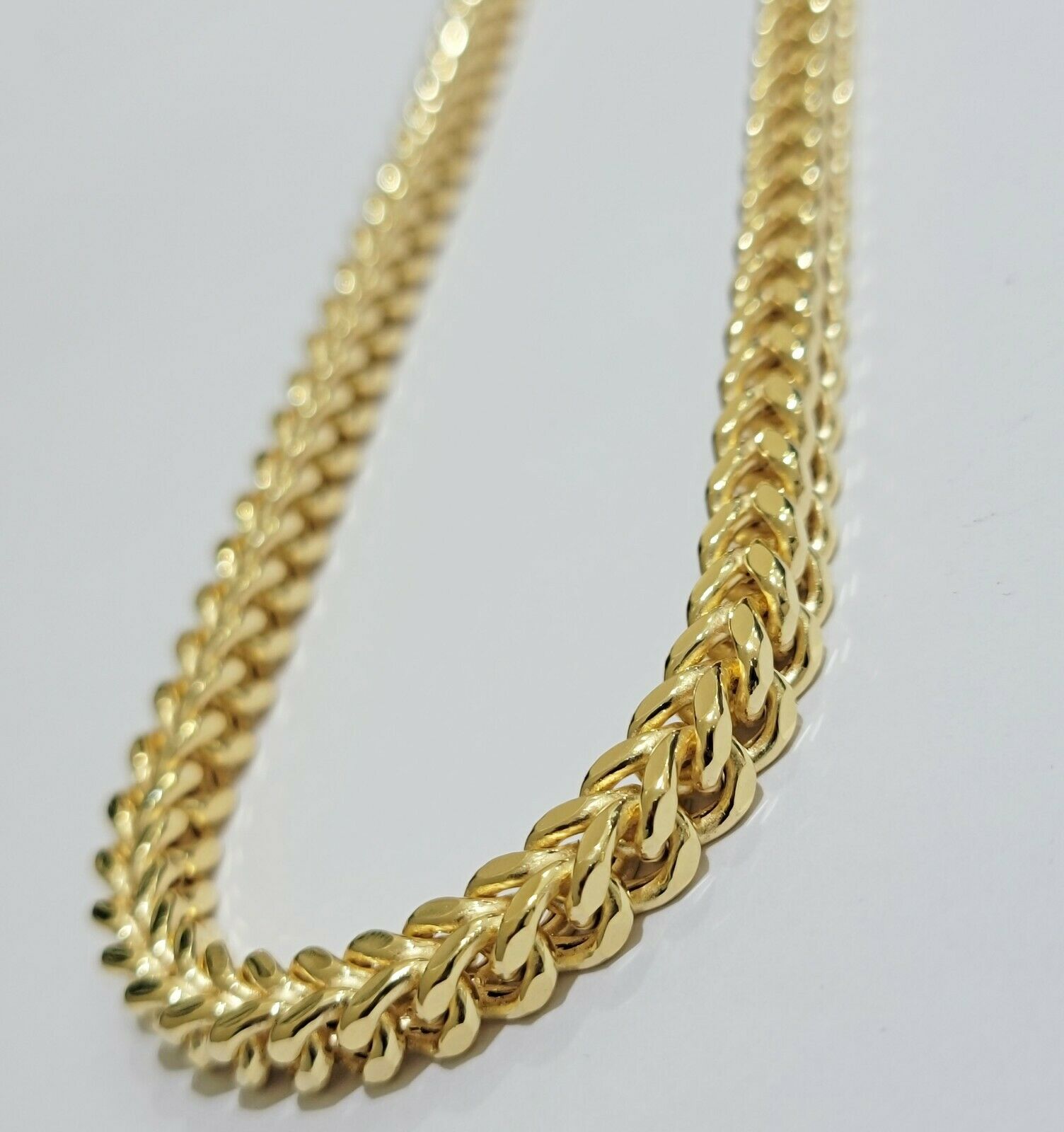 Real 10k Gold Franco Chain 7mm Necklace 26" Inch 10kt Thick & Strong For Men's - GoldenlinQ