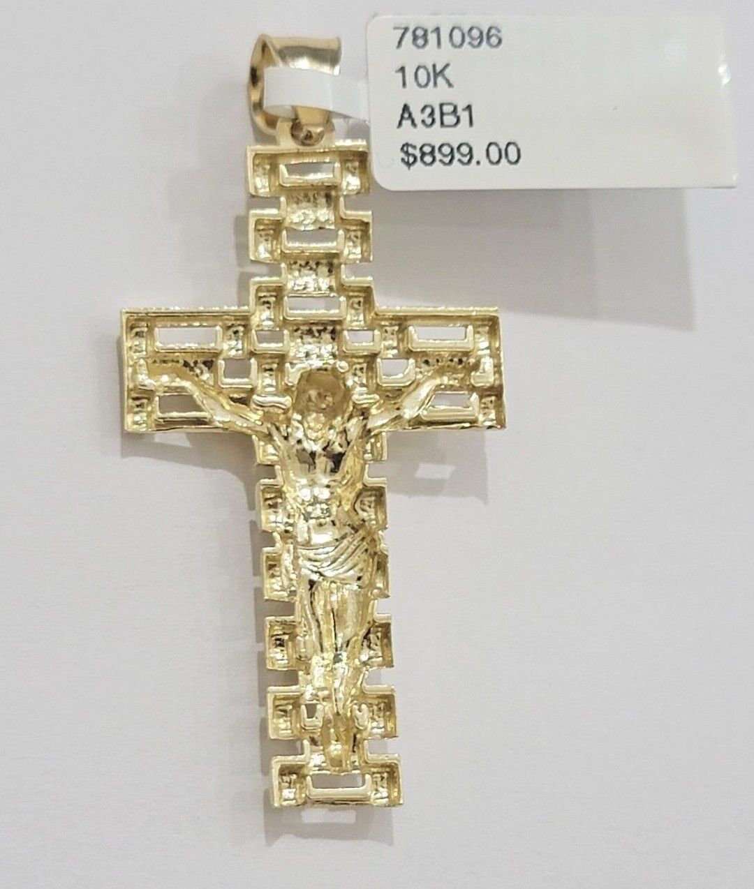 Real 10k Gold Franco chain & Jesus Cross Charm pendant , 3mm Necklace ,Men Women - GoldenlinQ