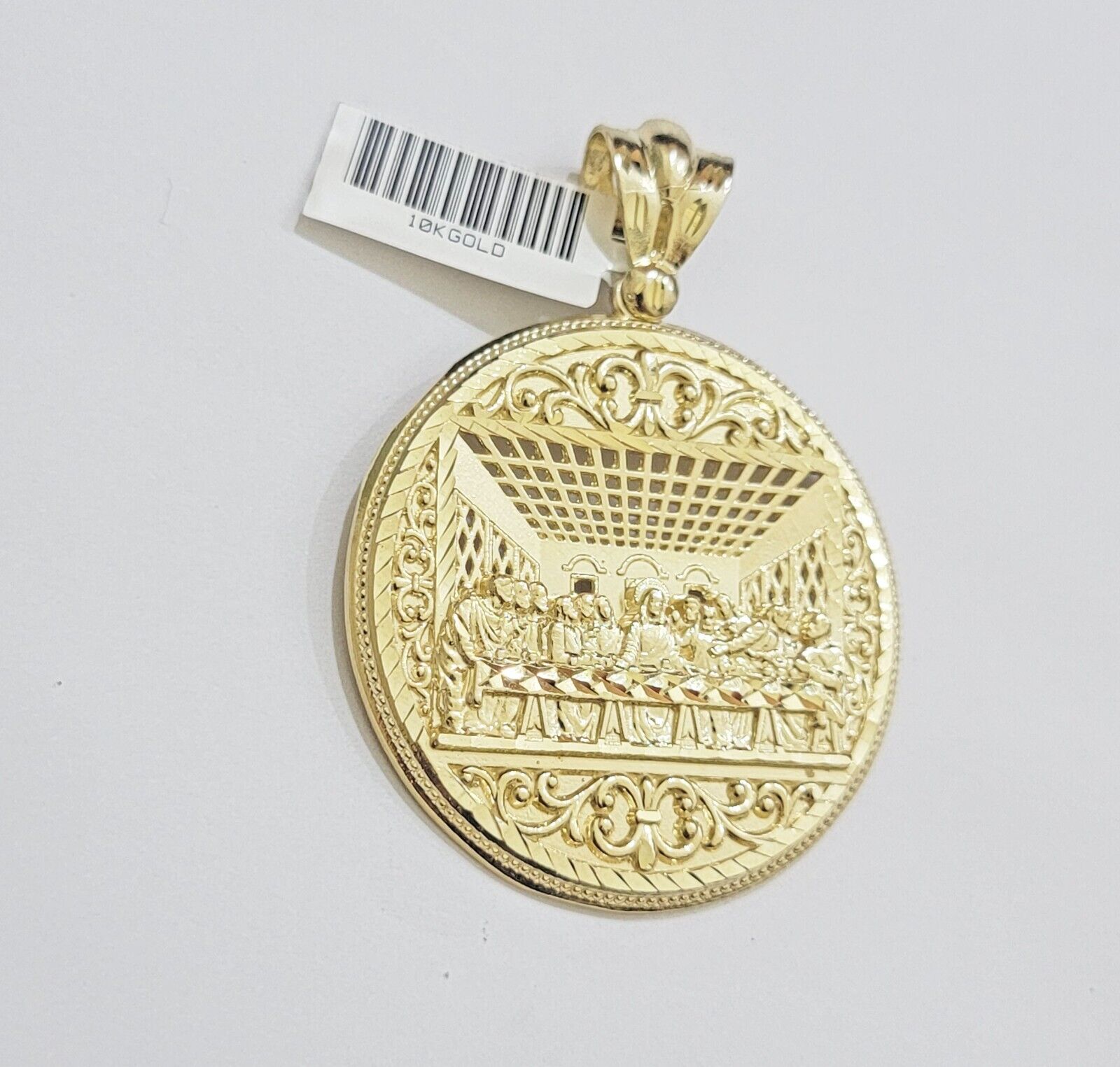 REAL 10k Gold Franco Chain Last Supper Pendant SET Necklace 20" - 26 Inch - GoldenlinQ