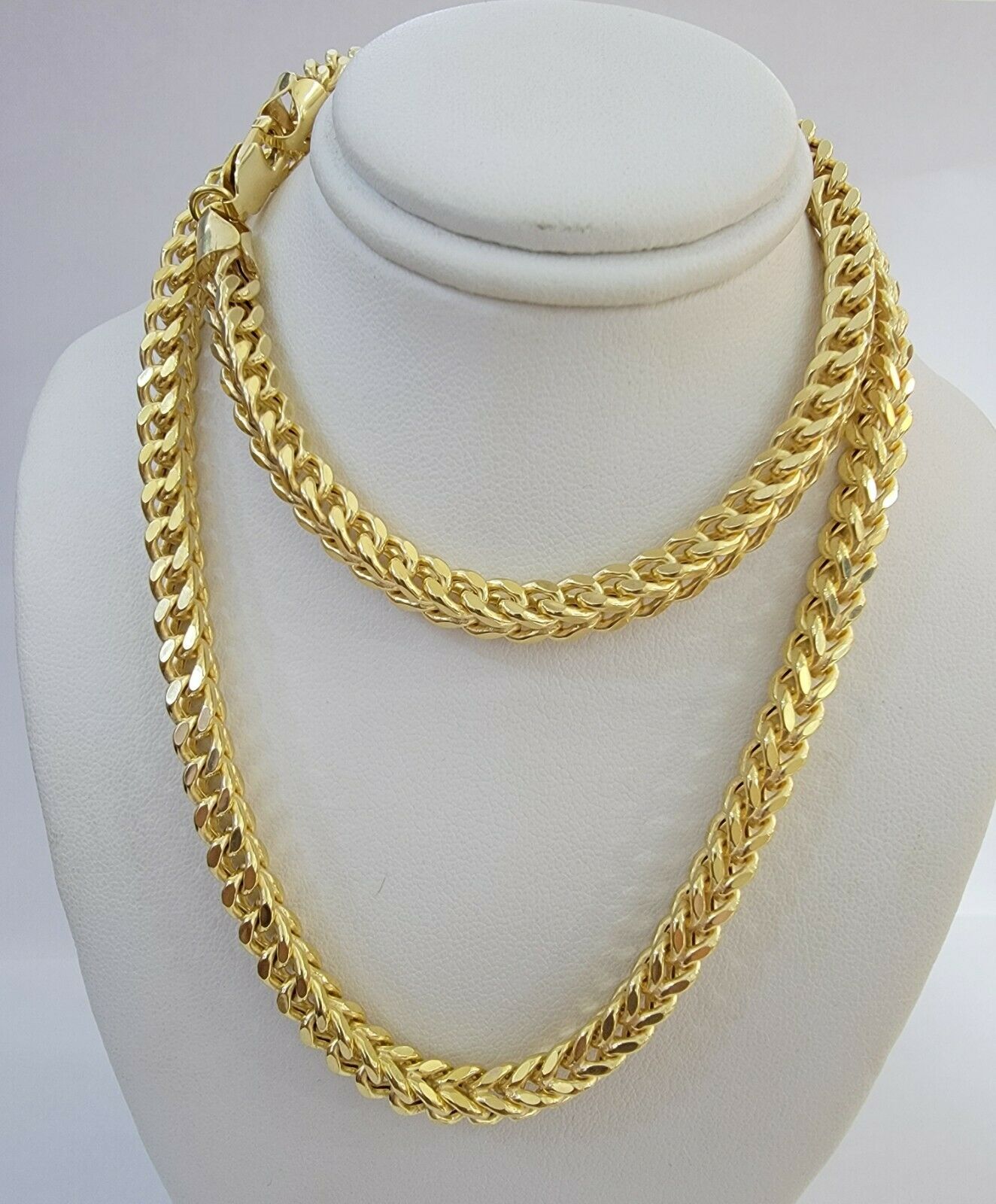 Real 10K Gold Franco Chain Men's Necklace 24" Necklace 7mm Thick, 10 KT STRONG - GoldenlinQ