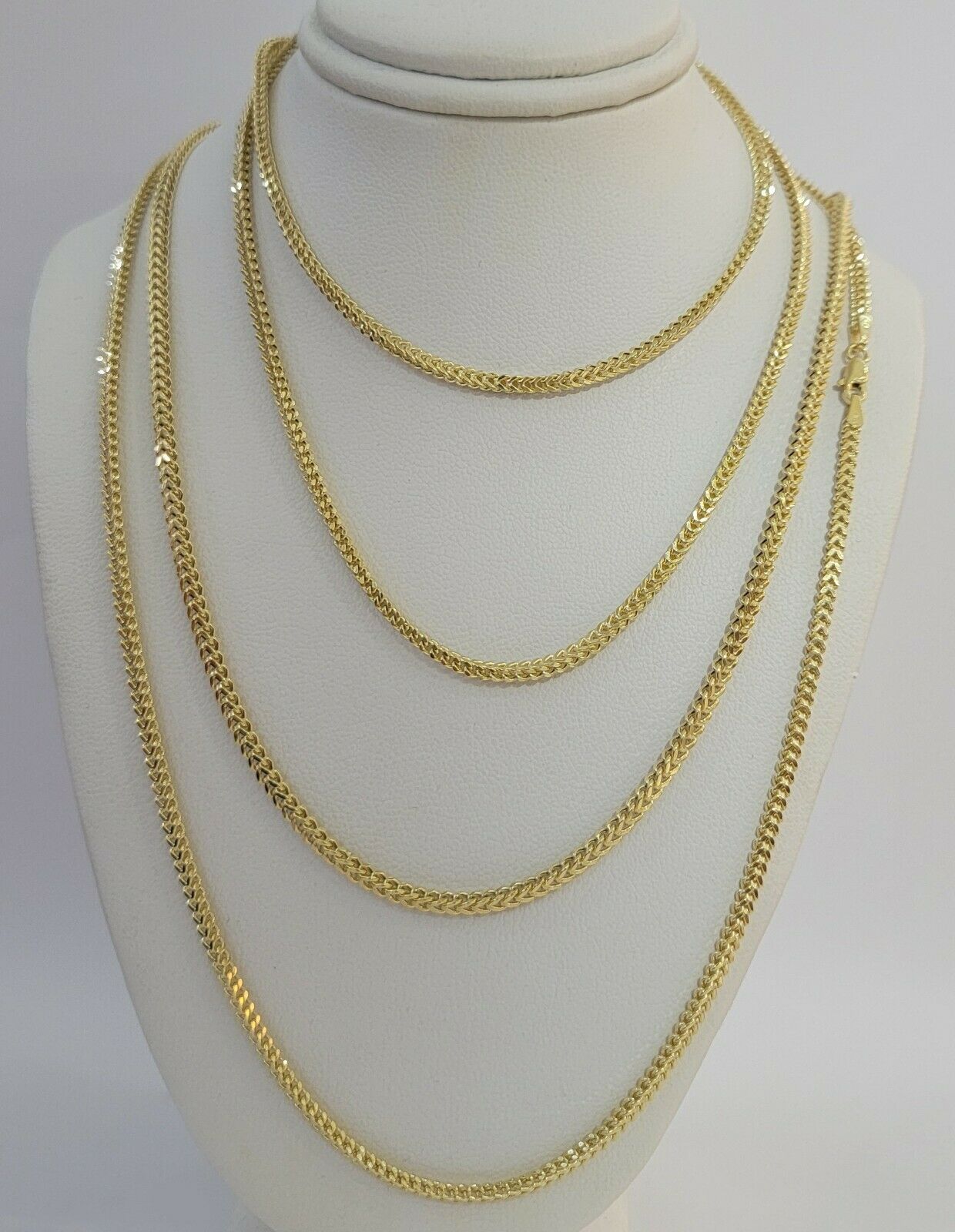 Real 10k Gold Franco chain Necklace 2.5mm 10KT Yellow Gold 16" - 26" STRONG CHAIN - GoldenlinQ