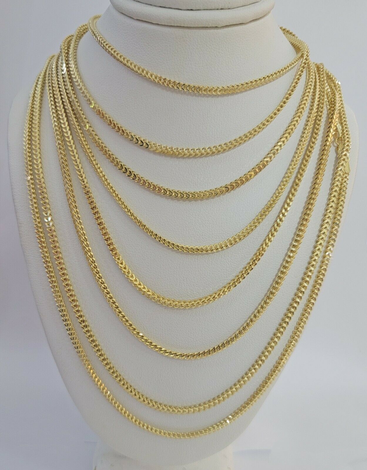 Real 10k Gold Franco chain Necklace 2.5mm 10KT Yellow Gold 16" - 26" STRONG CHAIN - GoldenlinQ