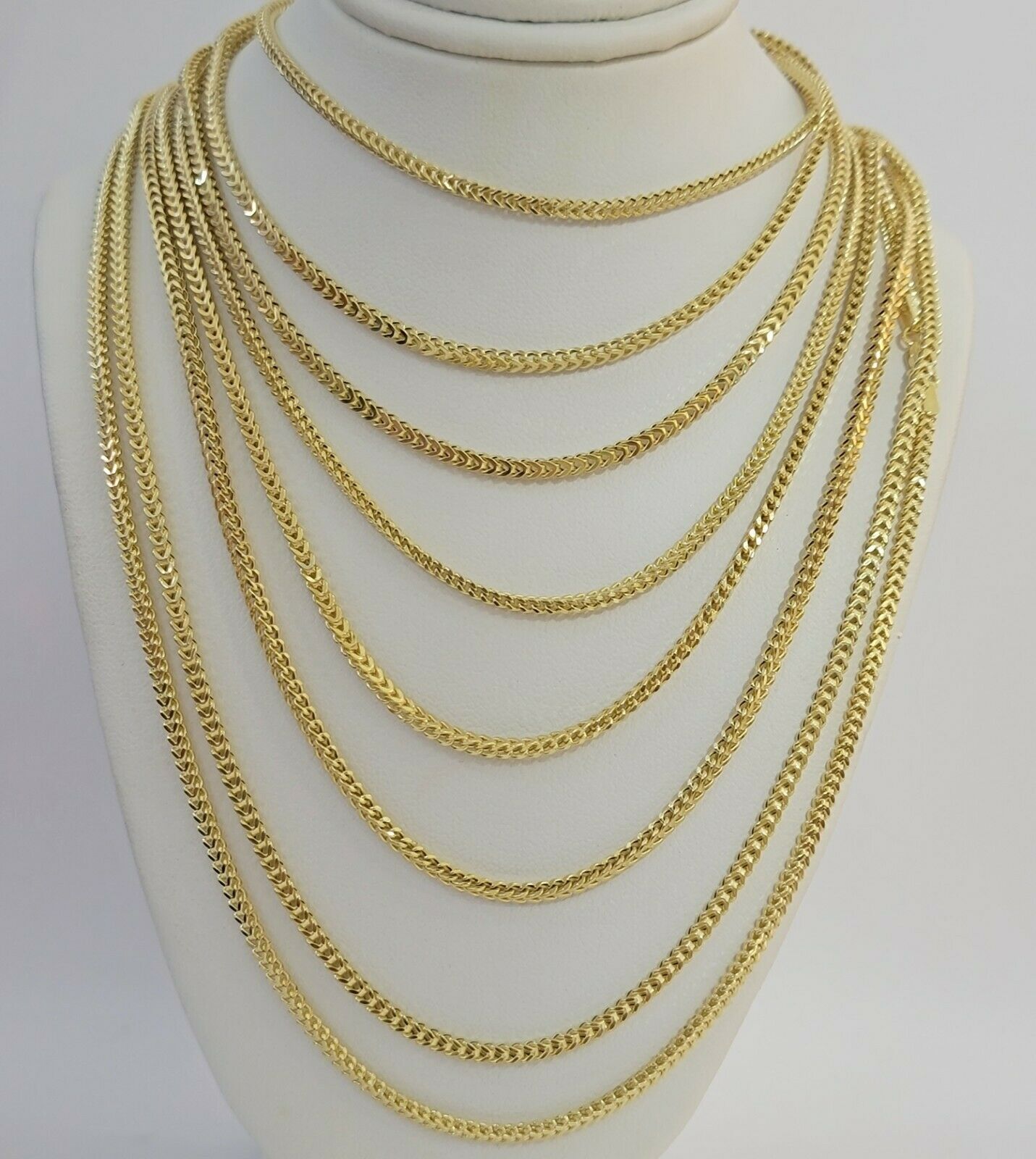 Real 10k Gold Franco chain Necklace 2.5mm 10KT Yellow Gold 16" - 26" STRONG CHAIN - GoldenlinQ