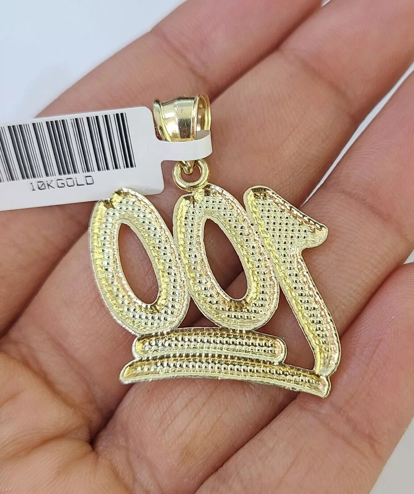 Real 10k Gold Franco Chain Necklace With 100 Sign Charm Pendant SET 18 - 26 inch - GoldenlinQ