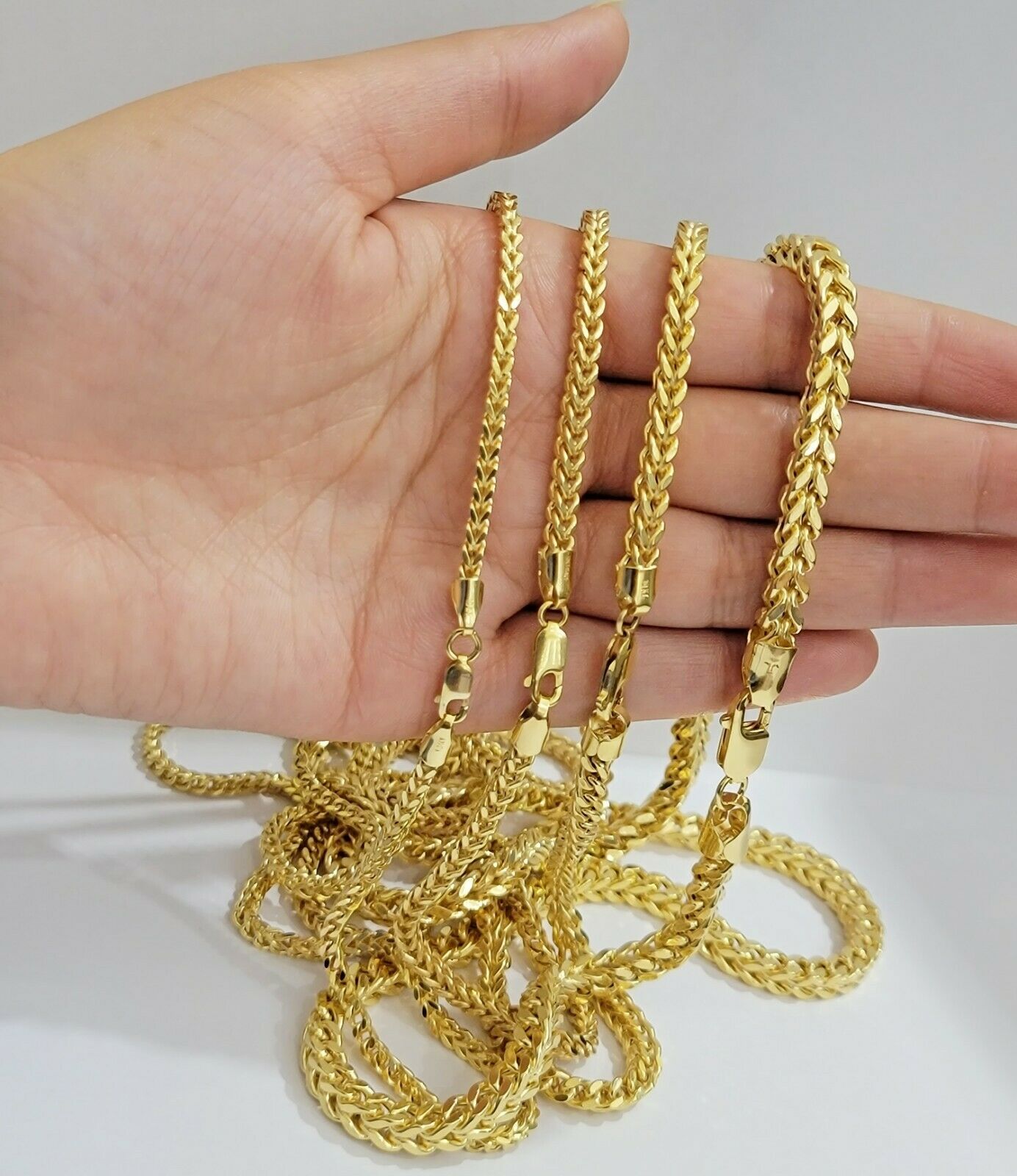Real 10k Gold Franco Necklace Box Chain 20" - 28" Inch 3mm - 5mm 10kt Yellow Gold - GoldenlinQ
