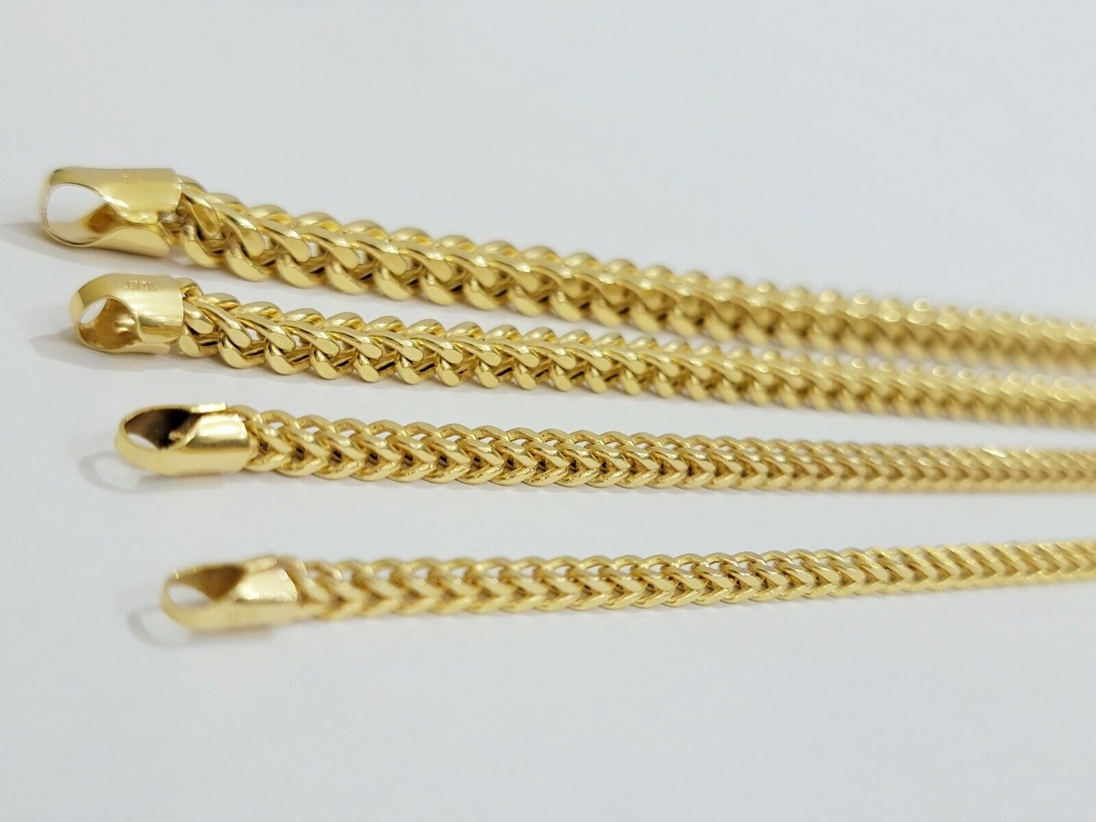 Real 10k Gold Franco Necklace Box Chain 20" - 28" Inch 3mm - 5mm 10kt Yellow Gold - GoldenlinQ