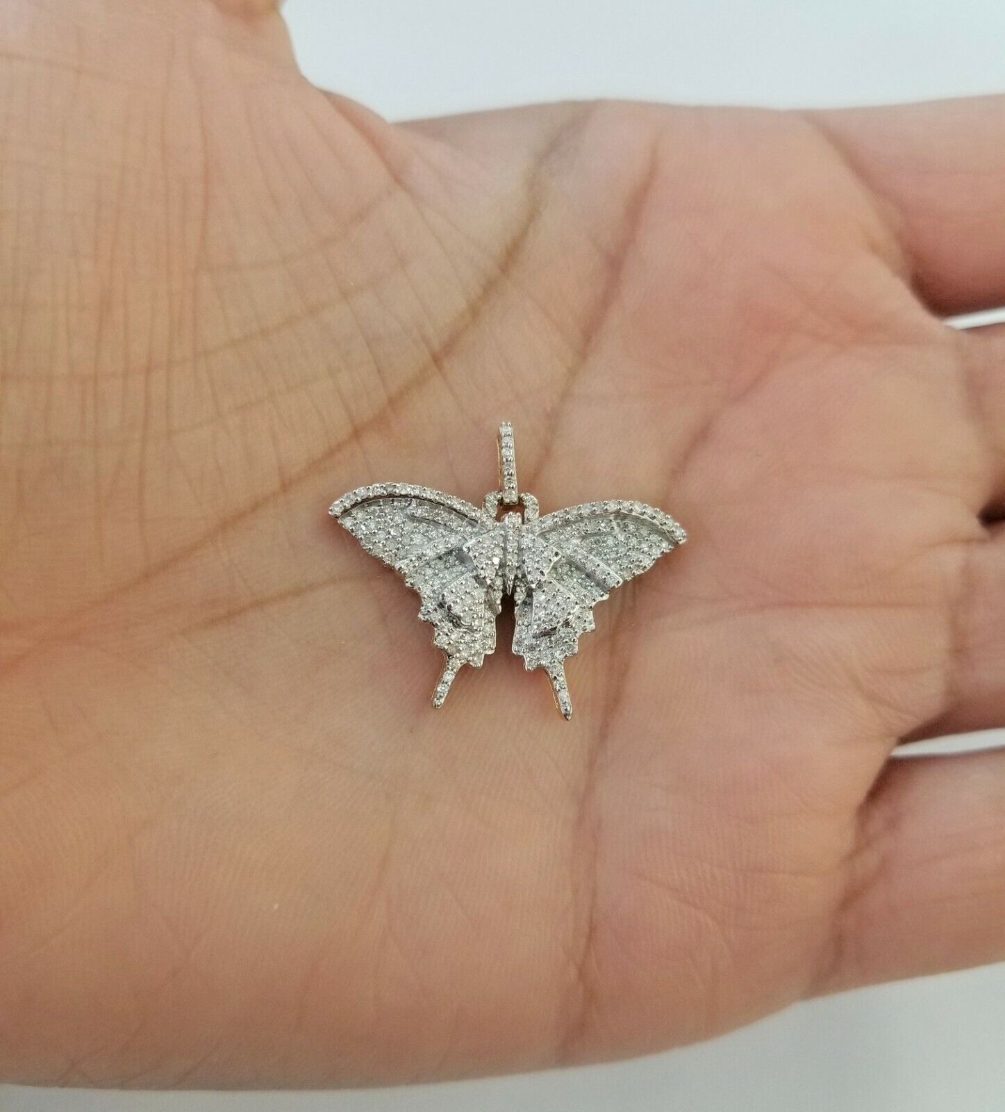 Real 10k Gold Genuine 0.50 CT Diamond charm, butterfly design diamond pendant - GoldenlinQ