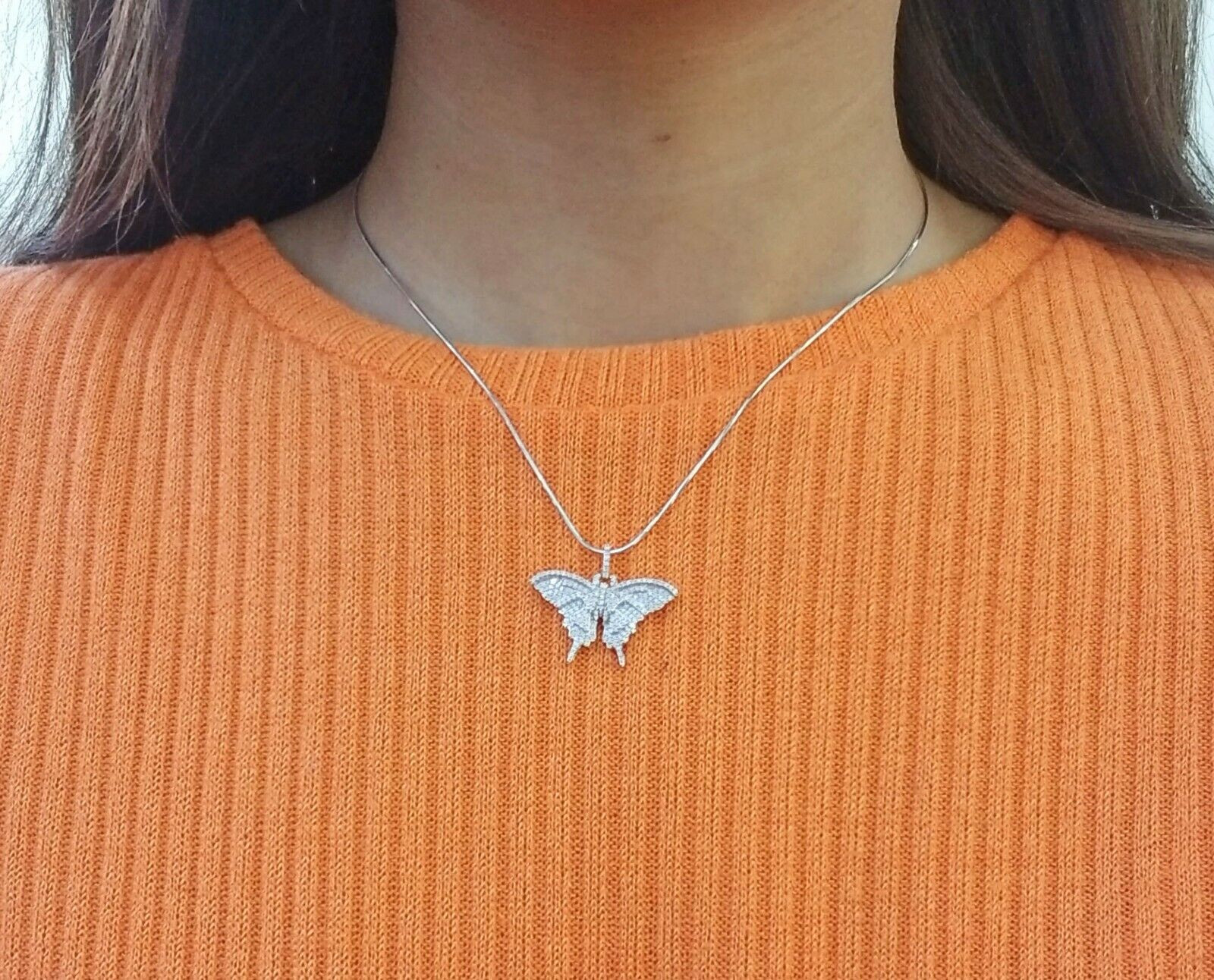 Real 10k Gold Genuine 0.50 CT Diamond charm, butterfly design diamond pendant - GoldenlinQ