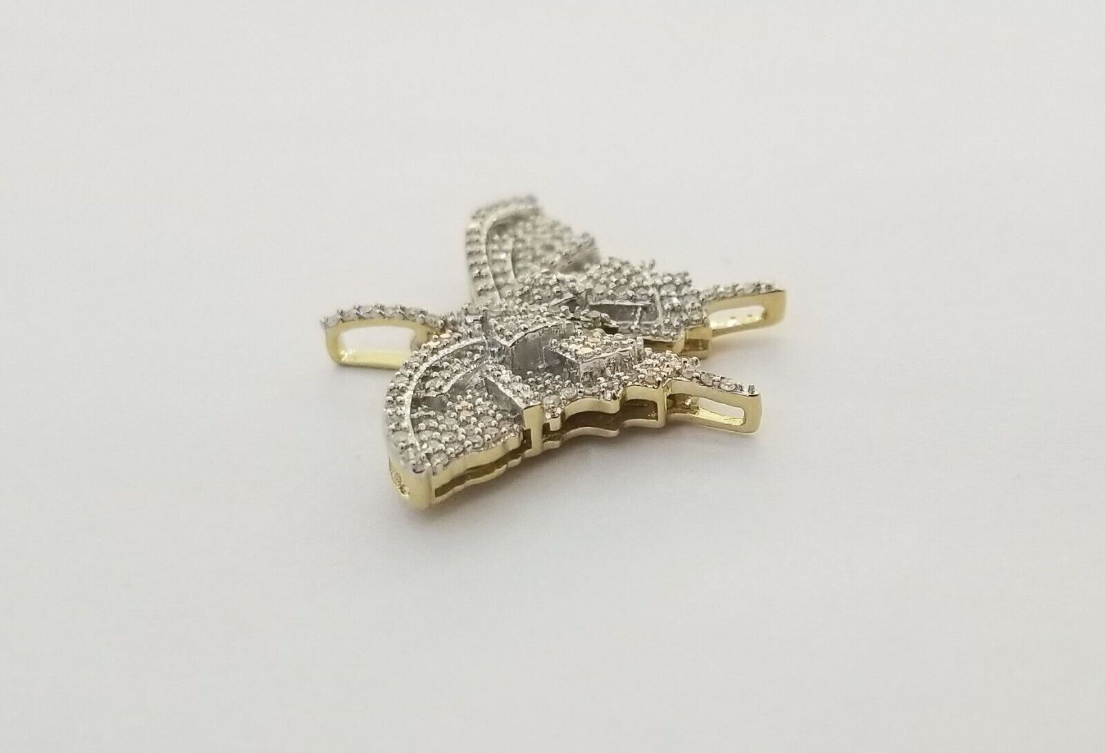 Real 10k Gold Genuine 0.50 CT Diamond charm, butterfly design diamond pendant - GoldenlinQ