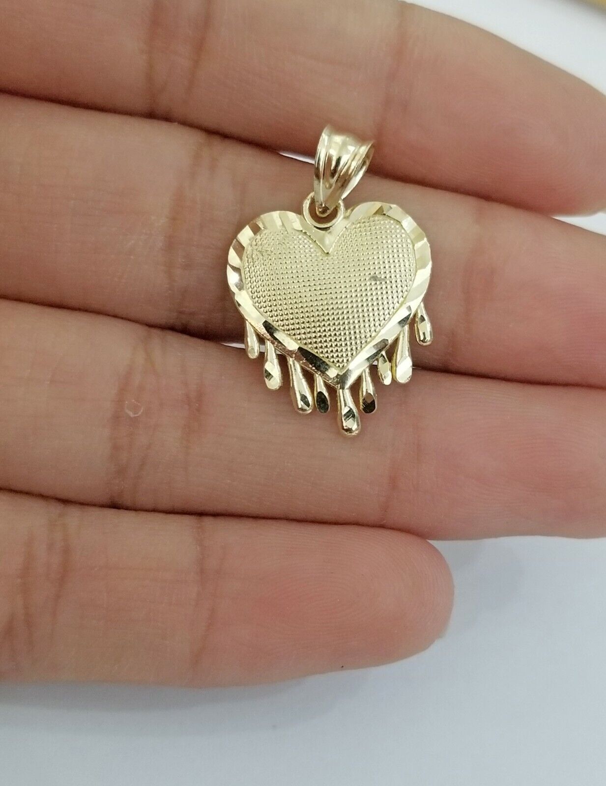 Real 10k Gold Heart Pendant Rope Chain Ladies Charm Necklace,18 20 22 24 26 28 - GoldenlinQ
