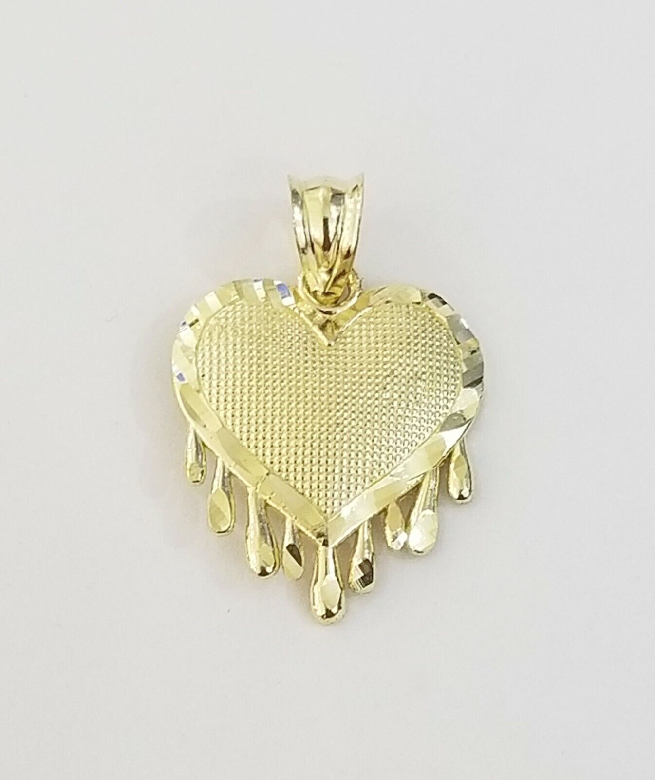Real 10k Gold Heart Pendant Rope Chain Ladies Charm Necklace,18 20 22 24 26 28 - GoldenlinQ