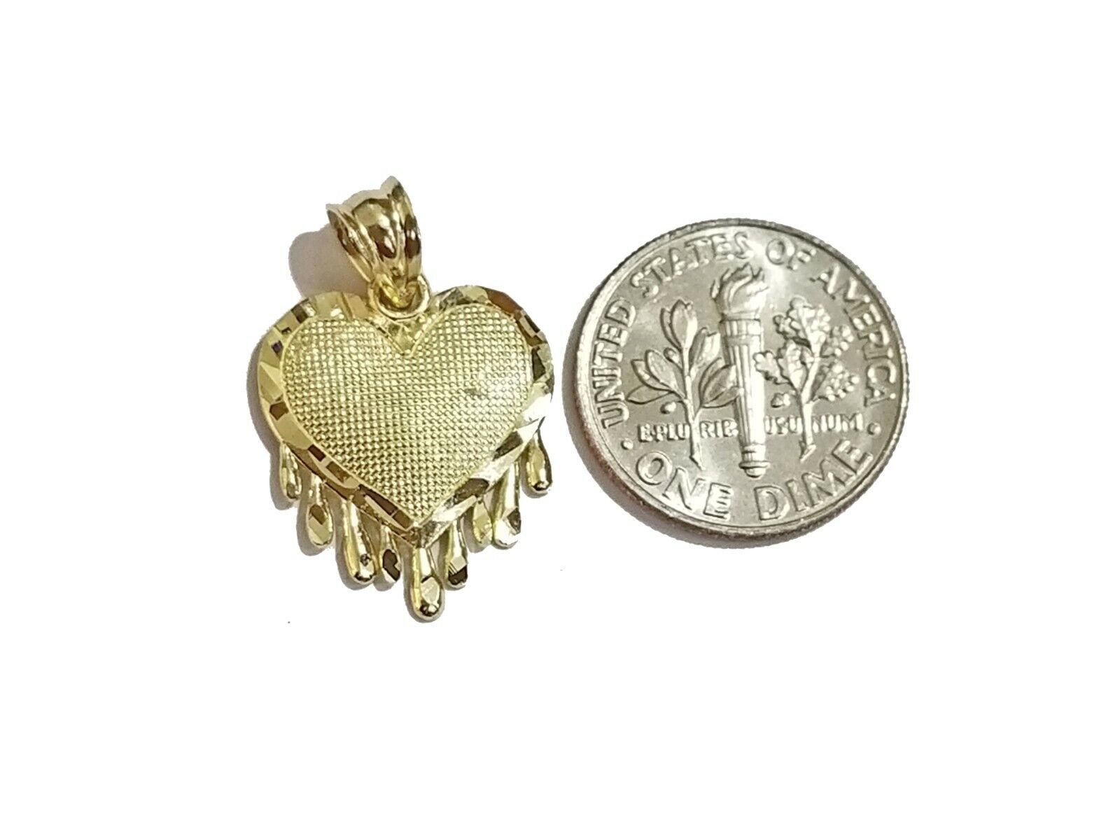 Real 10k Gold Heart Pendant Rope Chain Ladies Charm Necklace,18 20 22 24 26 28 - GoldenlinQ