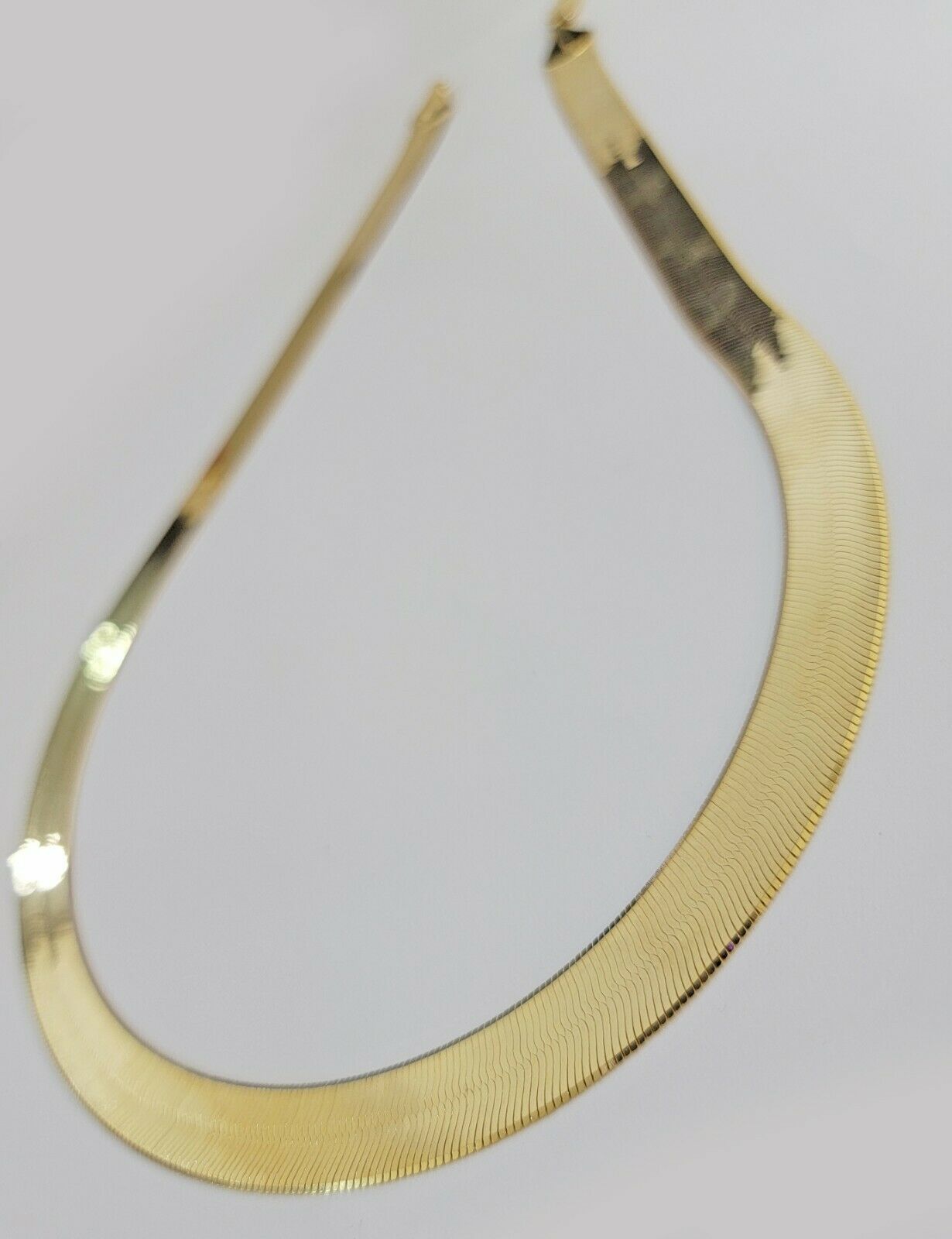 REAL 10k Gold Herringbone Chain Necklace 12mm 18" - 24" 10kt Yellow Gold SOLID - GoldenlinQ