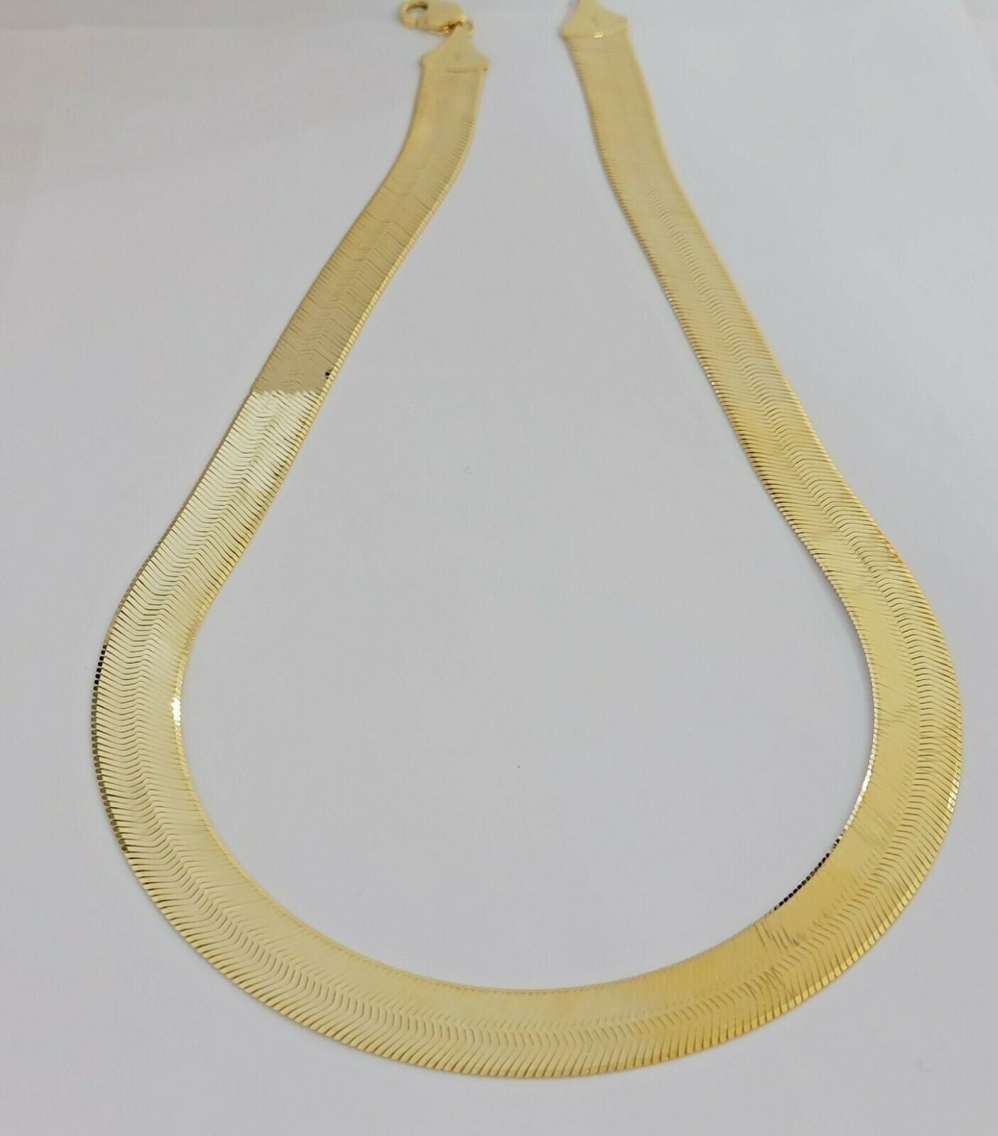REAL 10k Gold Herringbone Chain Necklace 15mm 18" - 24" 10kt Yellow Gold SOLID - GoldenlinQ