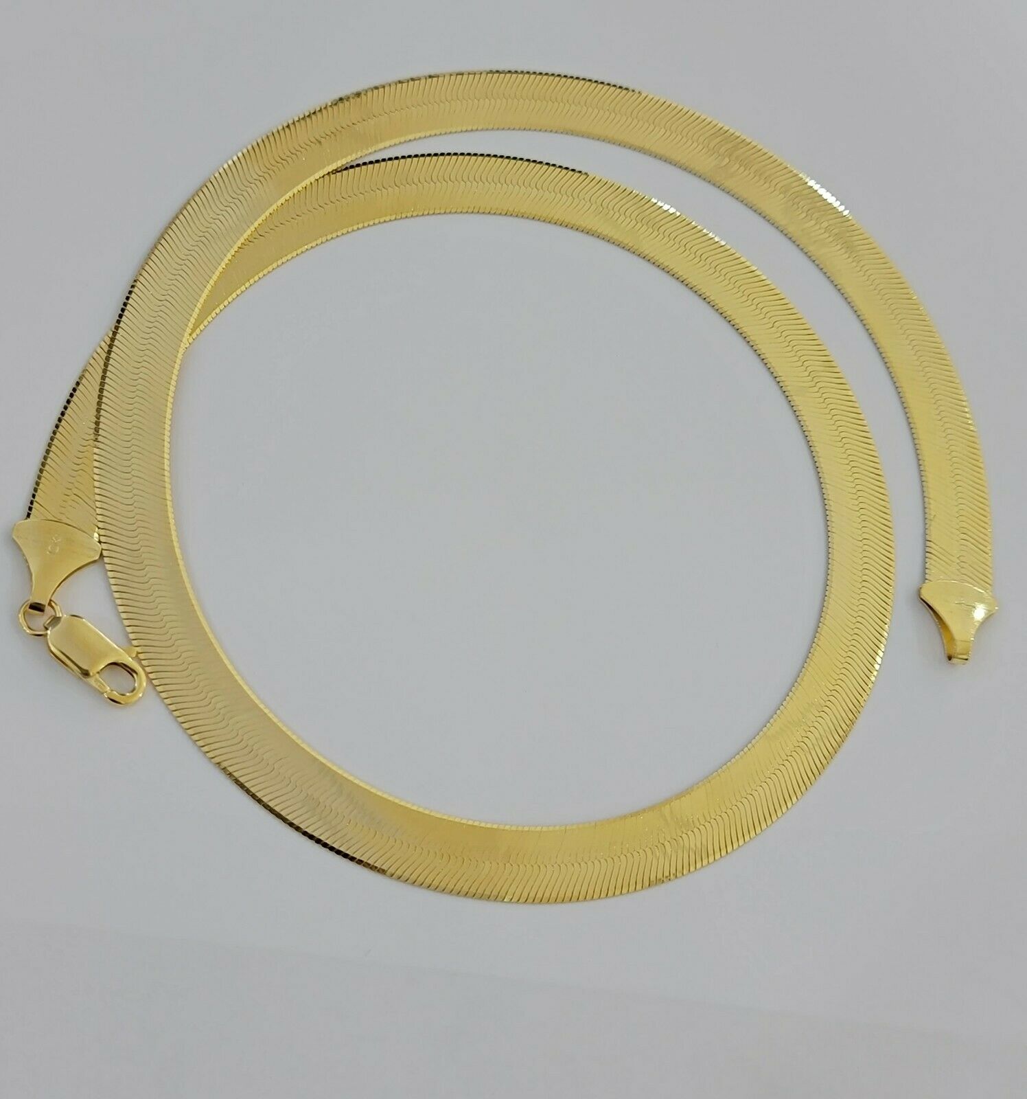 REAL 10k Gold Herringbone Chain Necklace 9mm 18" - 22" 10kt Yellow Gold SOLID - GoldenlinQ