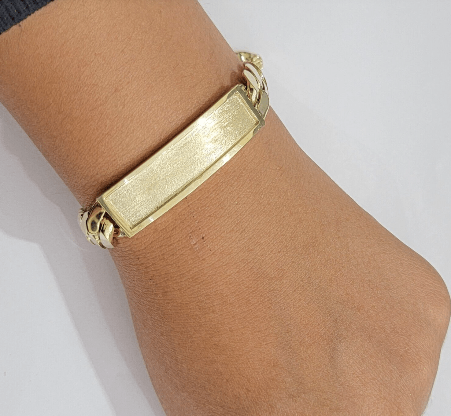 Real 10k Gold ID Bracelet Miami Cuban Solid link 10mm Name Plate 9 Inch Box Lock - GoldenlinQ
