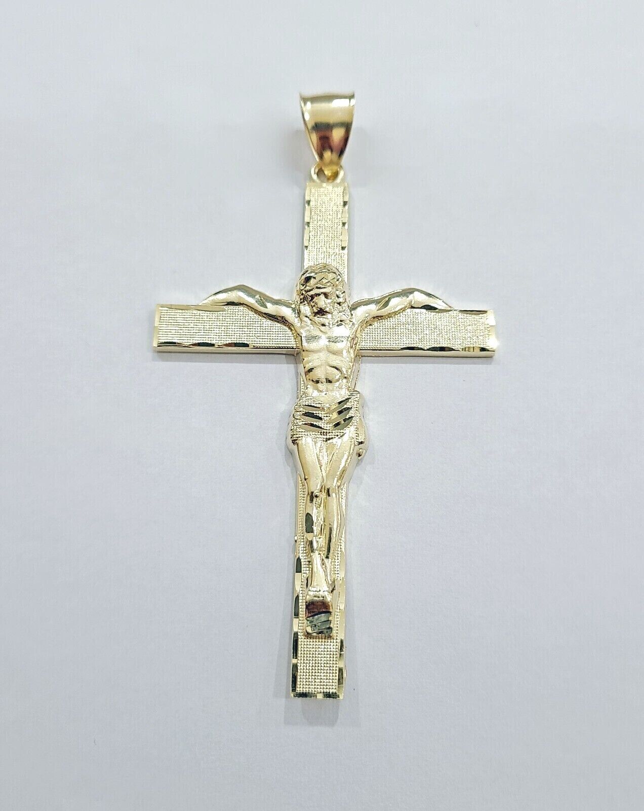 Real 10k Gold Jesus Crucifix Charm Pendant 10kt Yellow Gold Men Women - GoldenlinQ