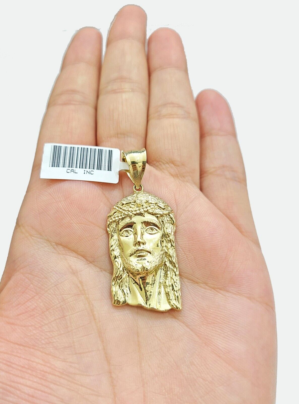 Real 10k Gold Jesus Head Charm Pendant 1.5'' Inch 10KT Yellow Gold - GoldenlinQ